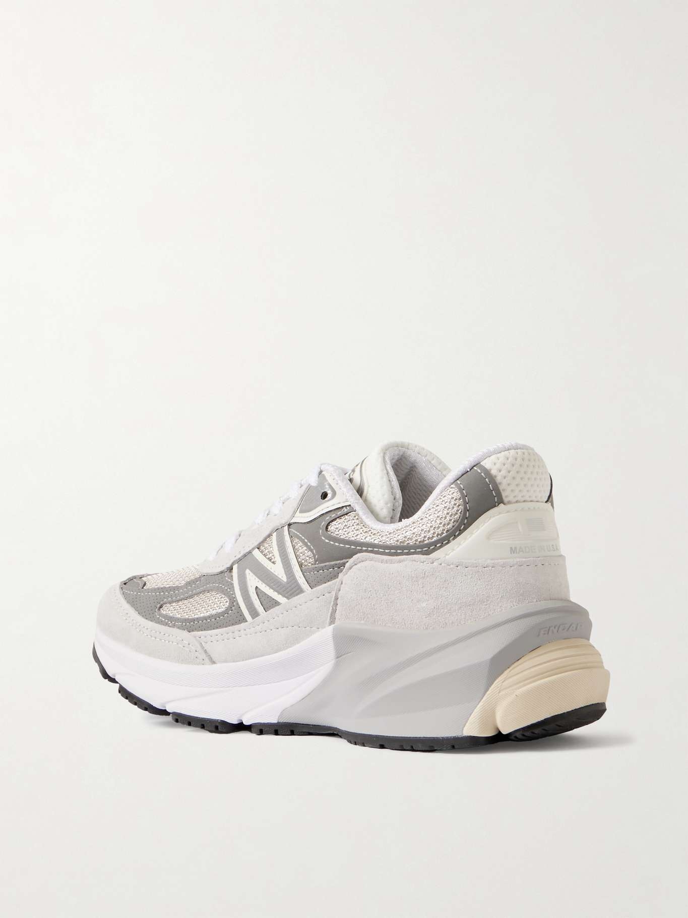 990v6 leather-trimmed suede and mesh sneakers - 3