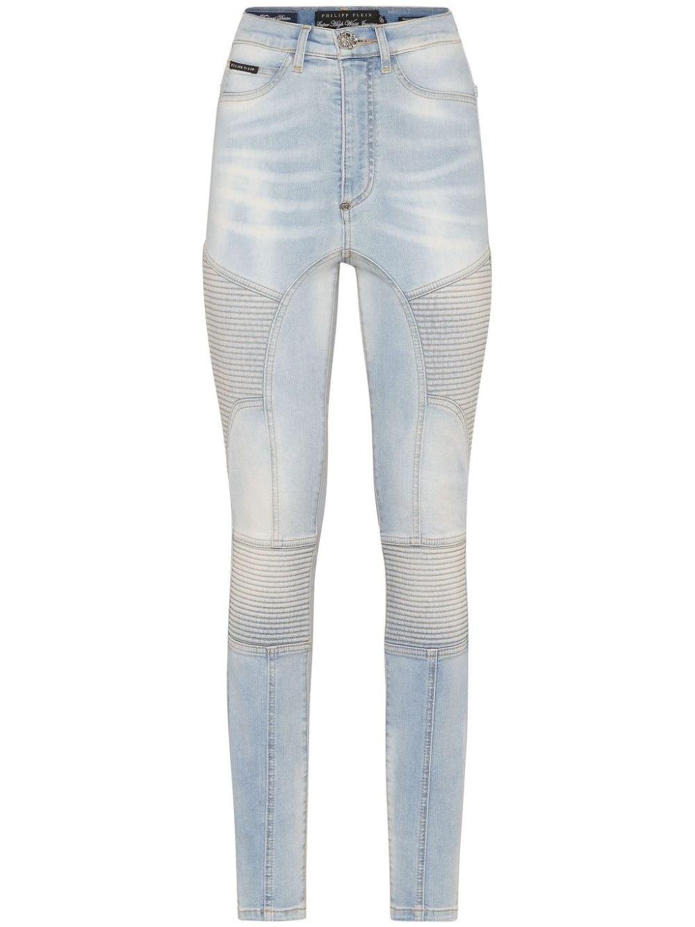 ribbed-detailing skiny-cut jeans - 1