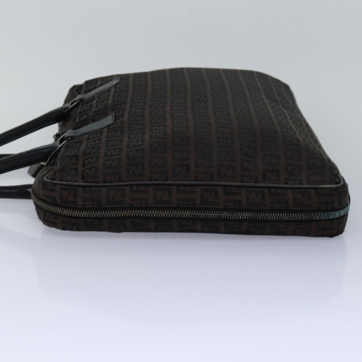 FENDI Zucchino Canvas Hand Bag Brown Black - 4