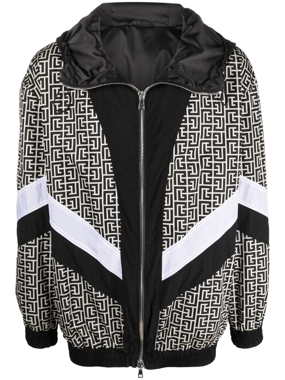 monogram-print hooded bomber jacket - 1