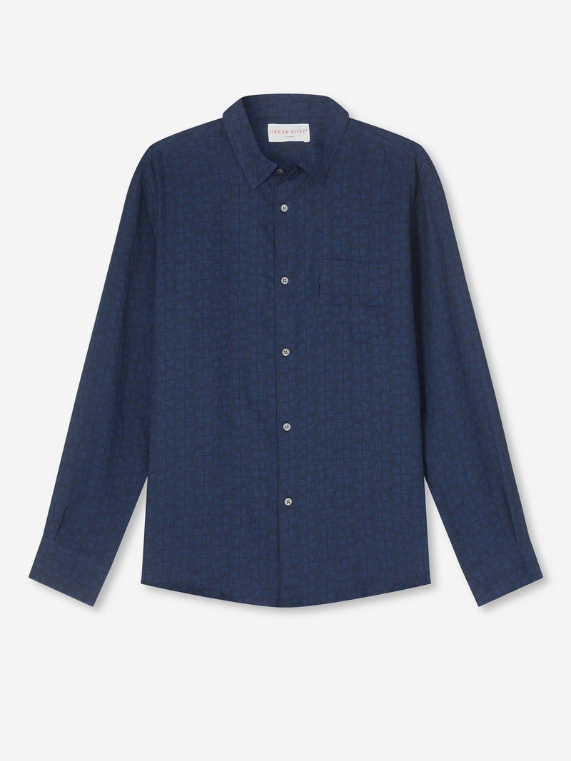 Men's Shirt Milan 17 Linen Navy - 1