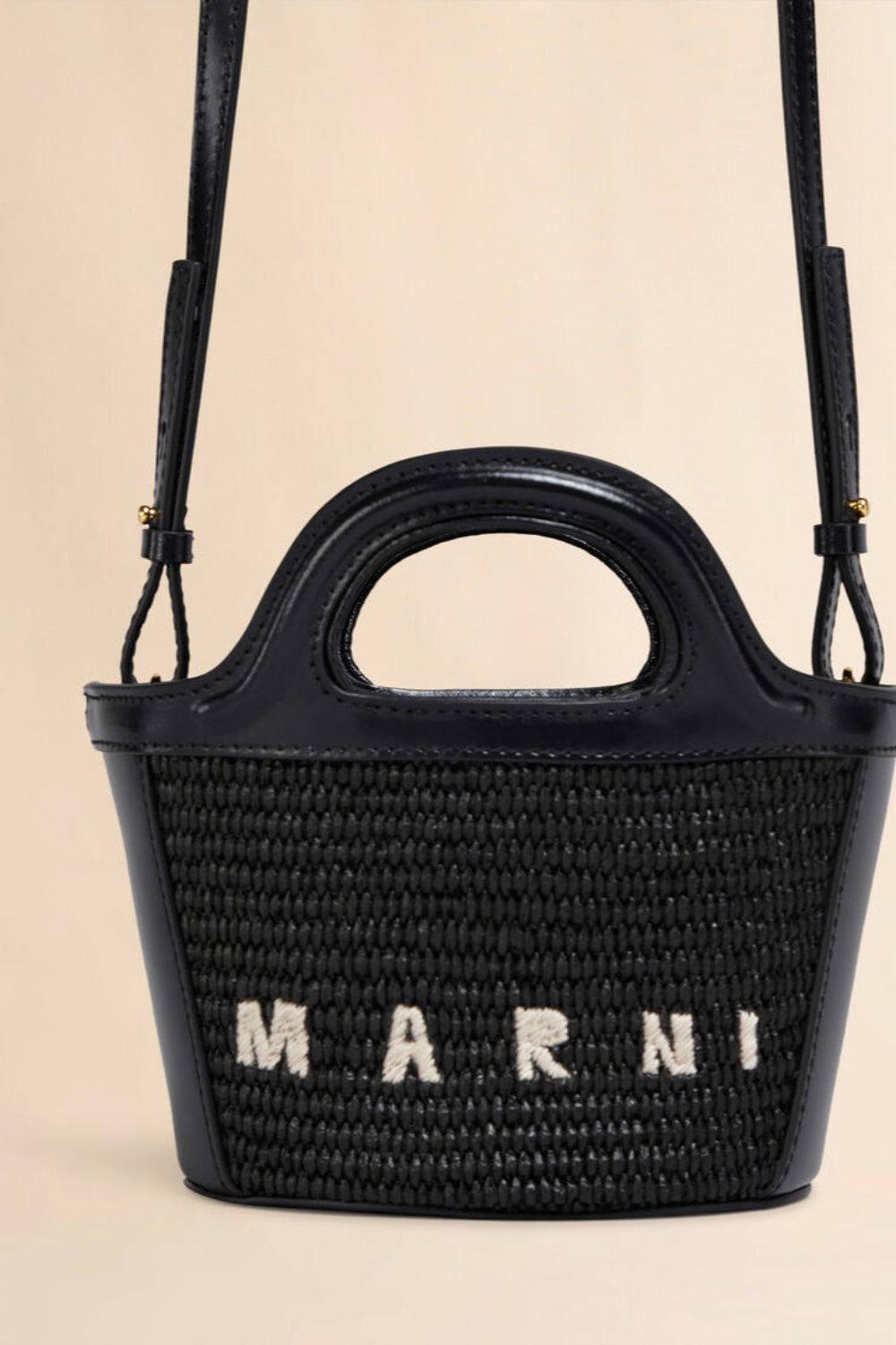 Tropicalia Micro bag in Brown Leather and Raffia Effect Fabric - 1