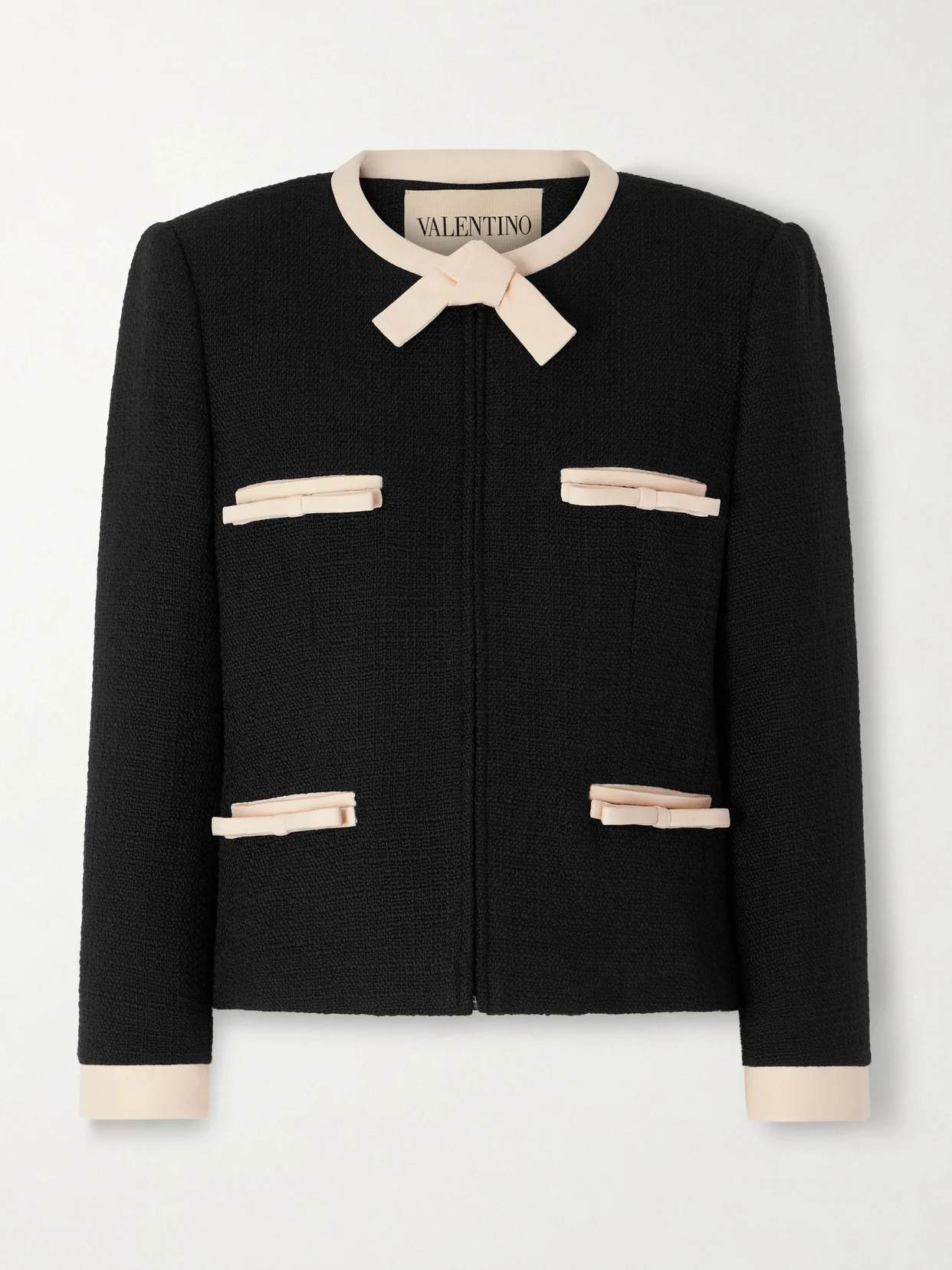 Bow-detailed Wool-blend Tweed Jacket - 1