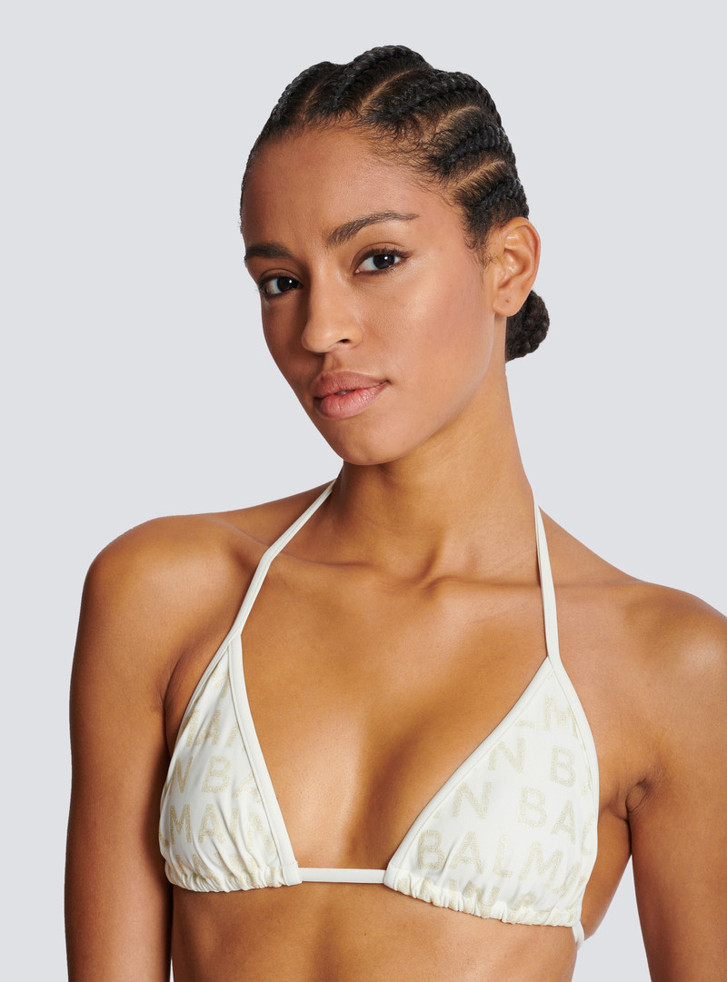 Two-piece swimsuit with Balmain logos 7