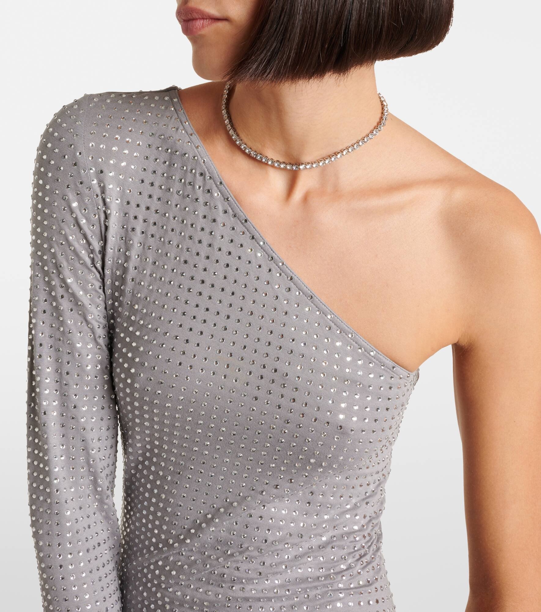 Crystal-embellished one-shoulder gown - 4