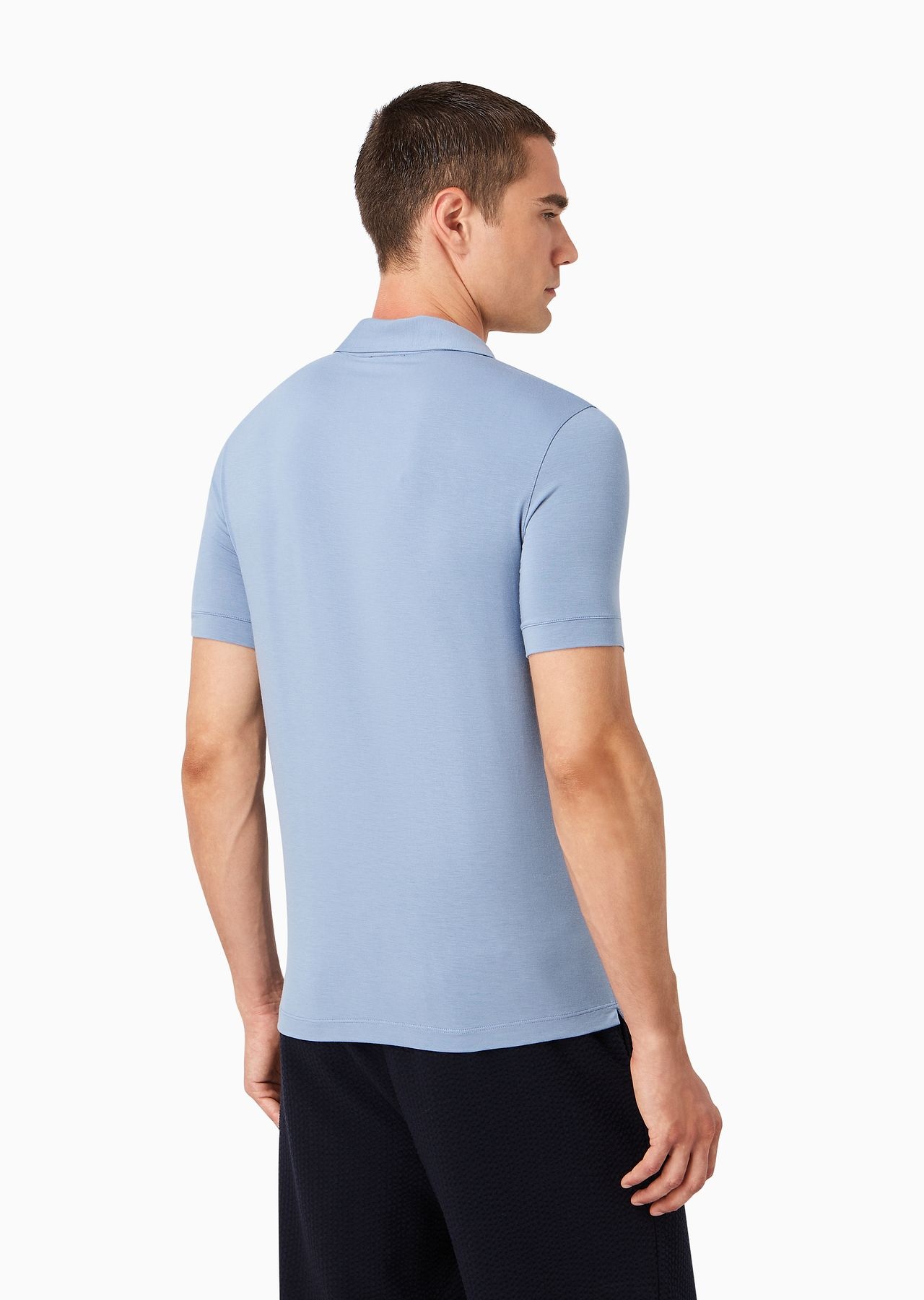 Stretch viscose jersey short-sleeved polo shirt - 5