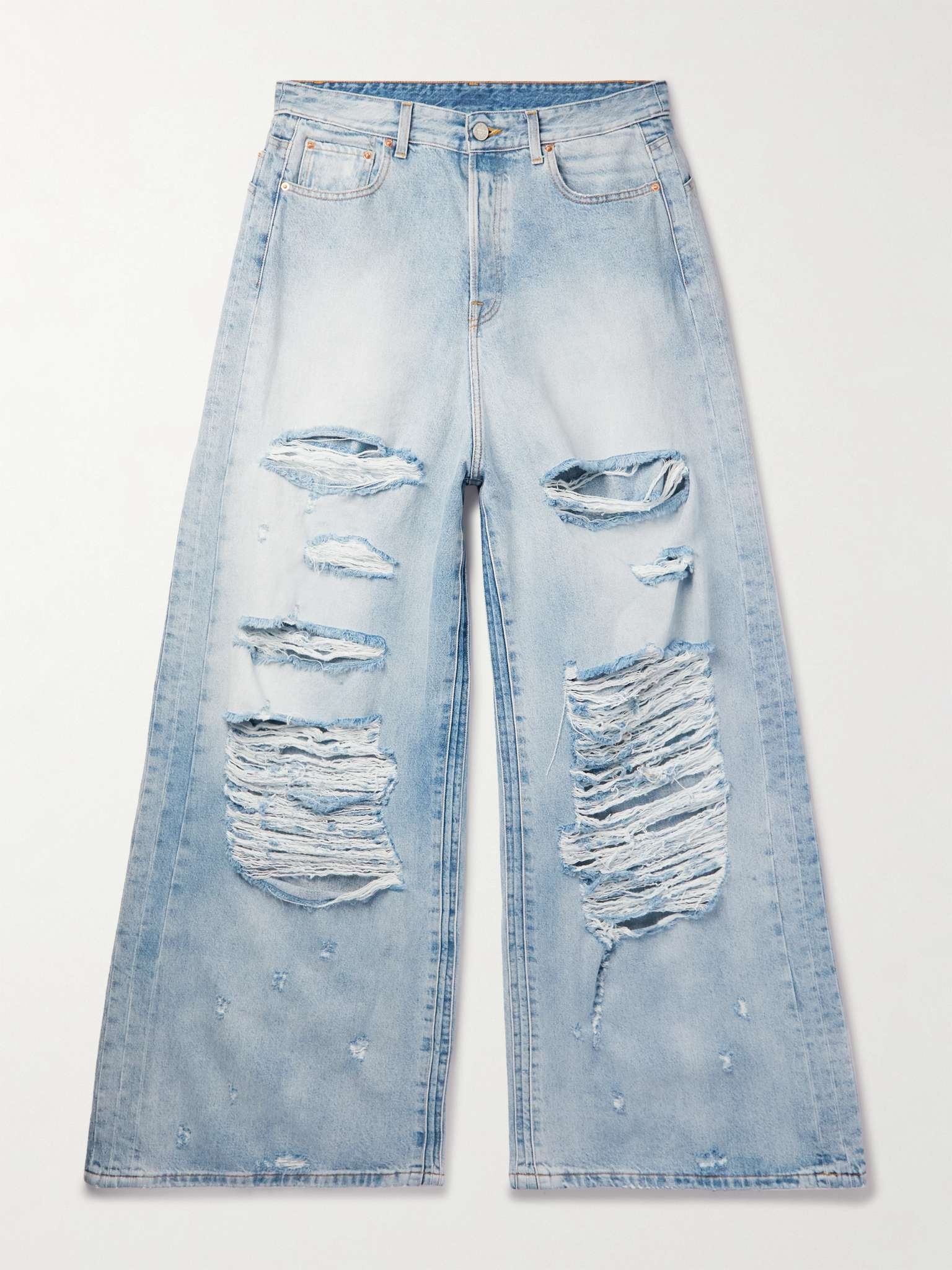 Wide-Leg Distressed Jeans - 1