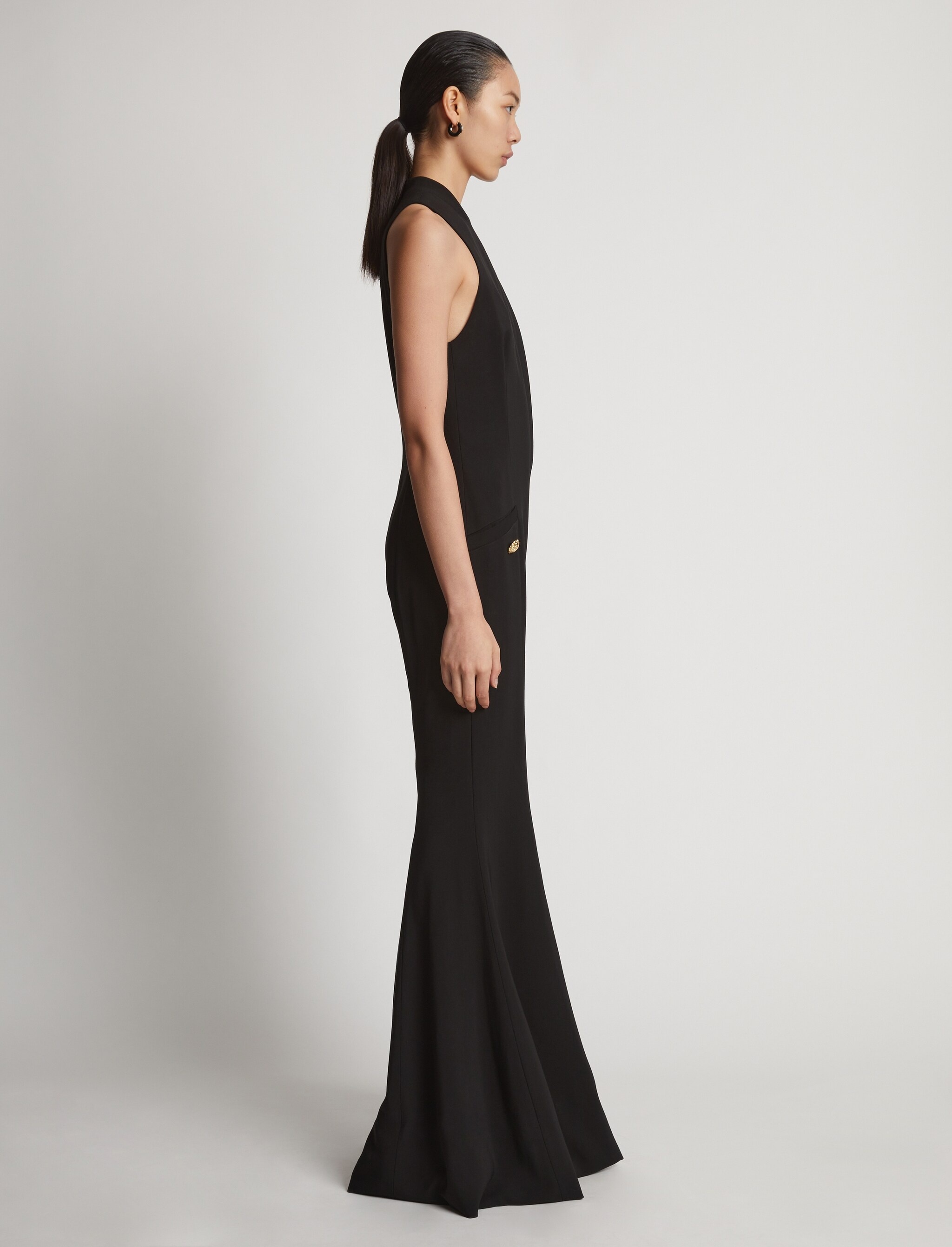 Viscose Suiting Tuxedo Jumpsuit - 3