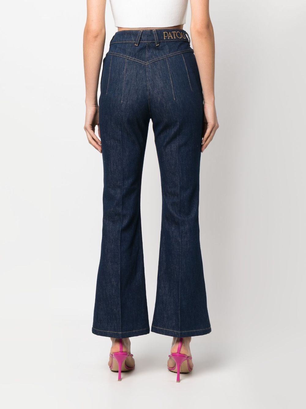 logo-embroidered kick-flare jeans - 4