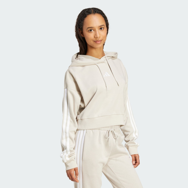 Essentials 3-Stripes French Terry Crop Hoodie 4