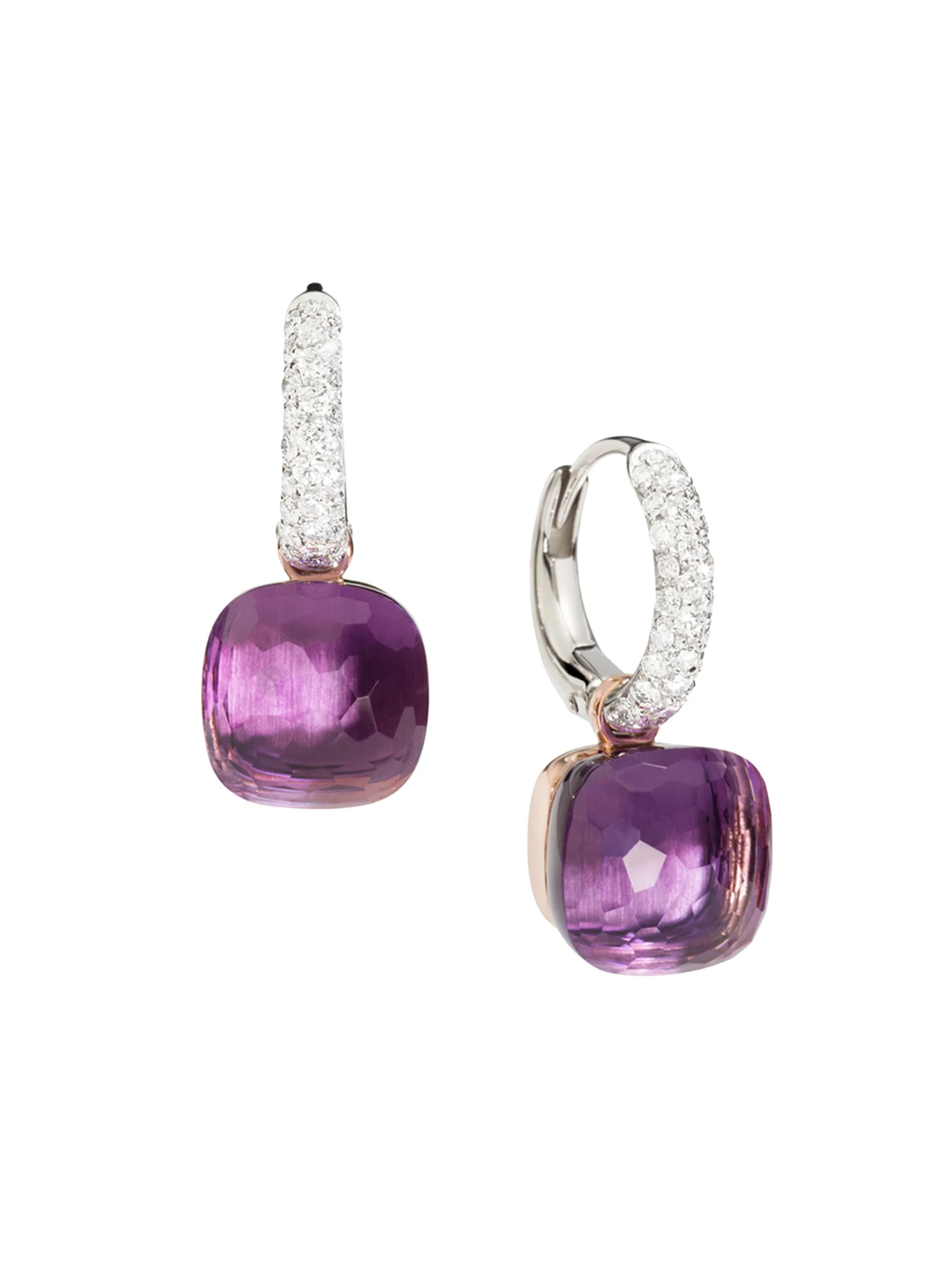 Women's Nudo Two-Tone 18K Gold, Amethyst, & Diamond Drop Earrings - Amethyst - 1