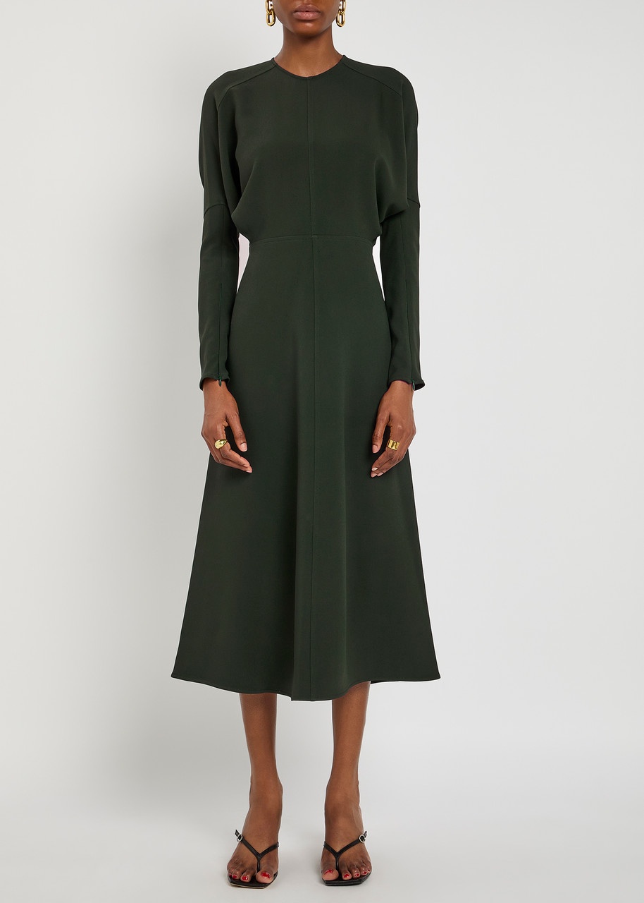 Victoria Beckham Draped Crepe Midi Dress - 2