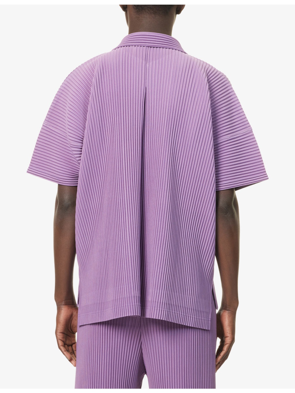 Pleated Spread-Collar Short-Sleeve Knitted Shirt - 4