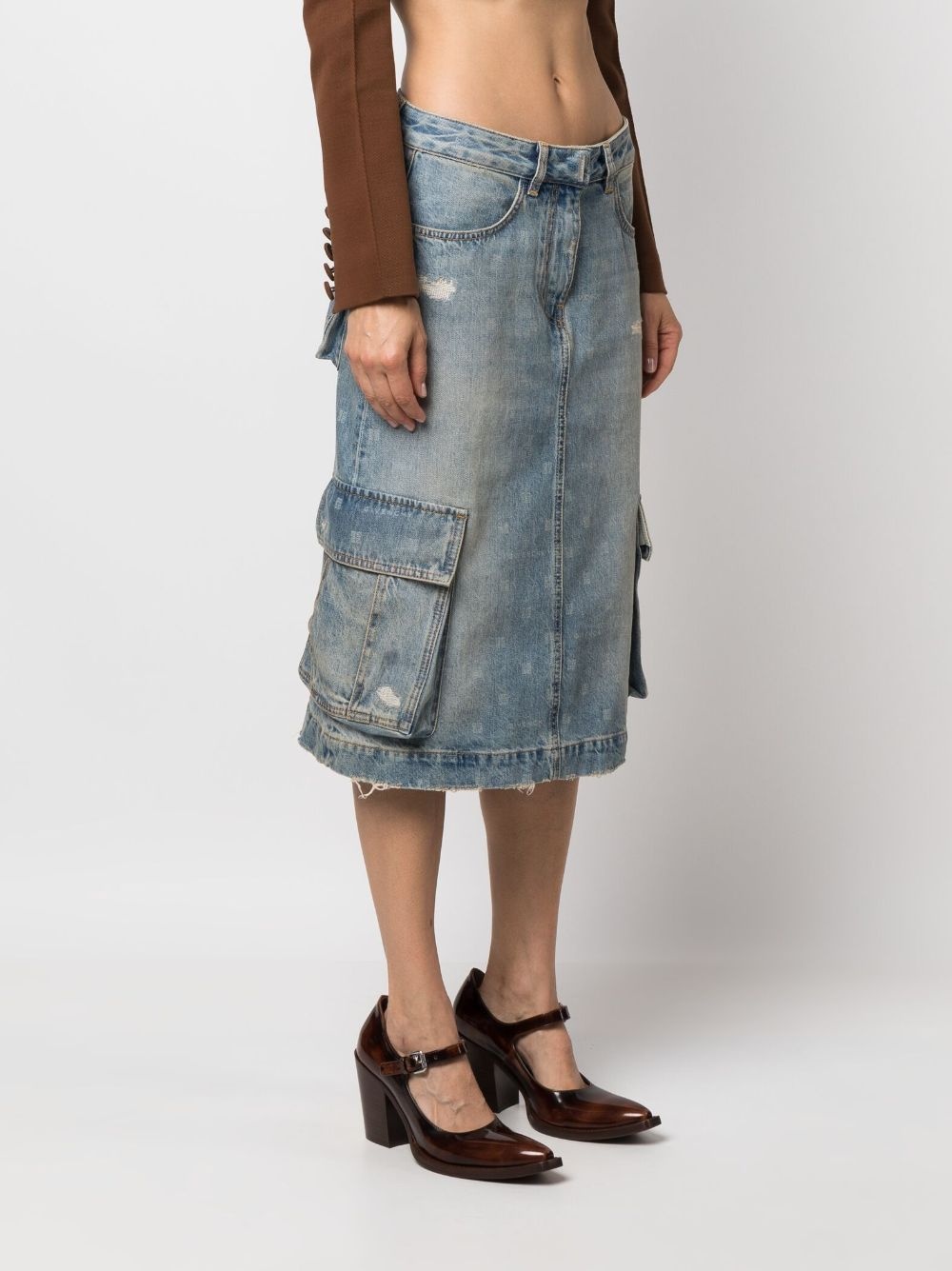 monogram-print denim cargo skirt - 3