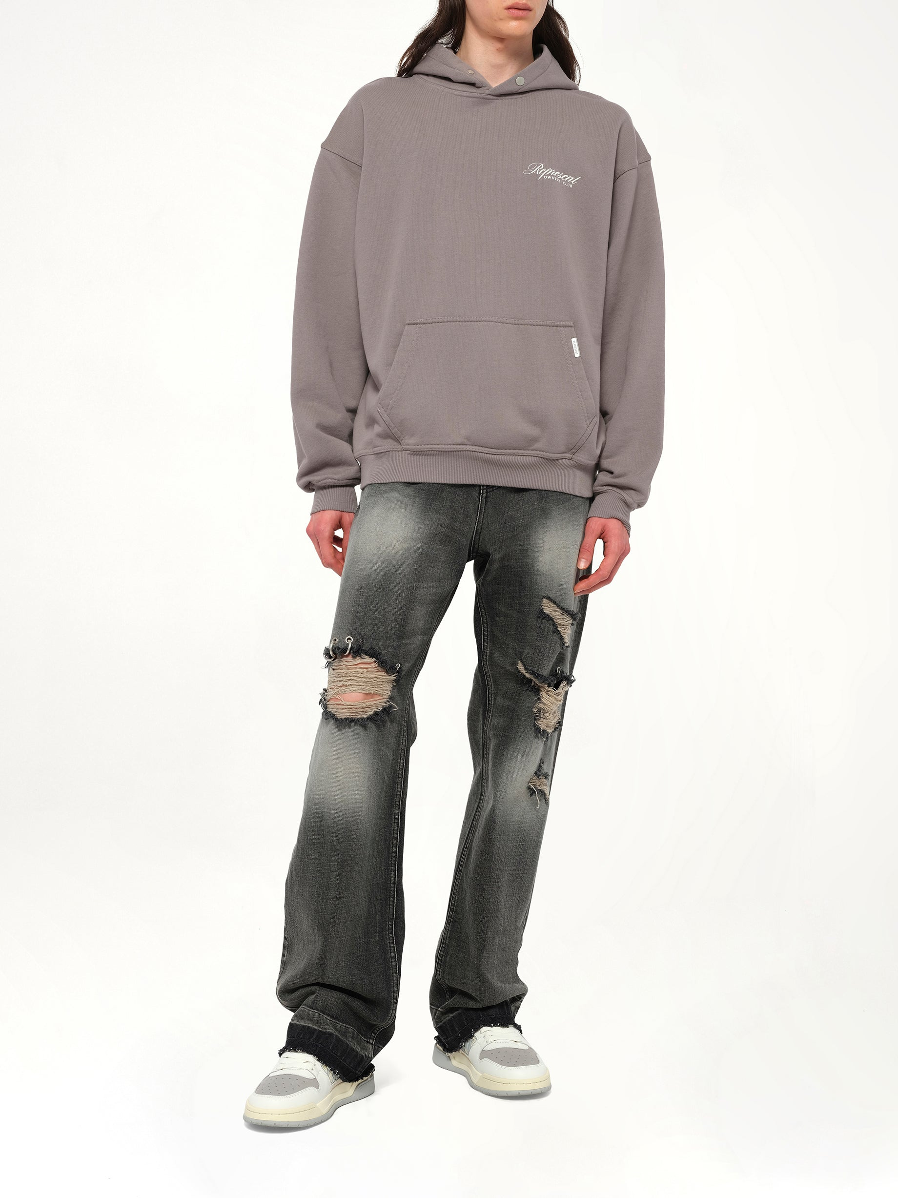 Represent Owners Club Script Hoodie in Slate - 4