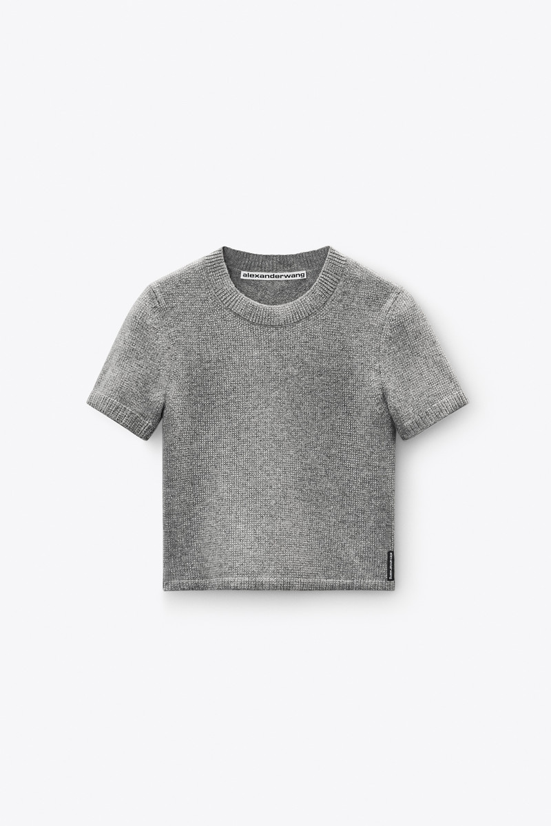 Grey Wool-Blend Hotfix Logo Tee 1
