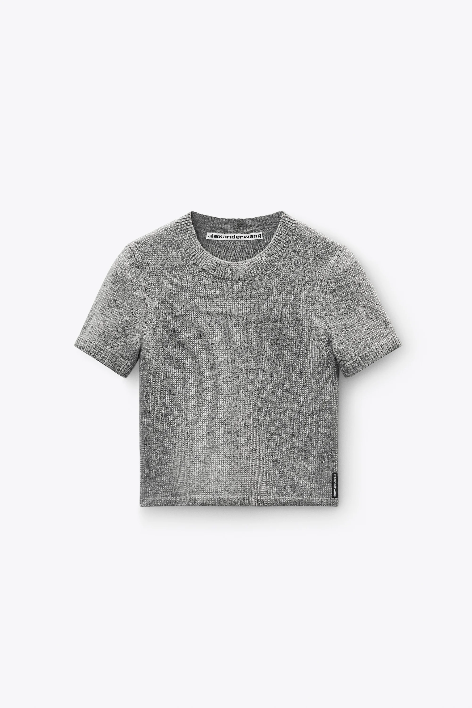 Grey Wool-Blend Hotfix Logo Tee - 1