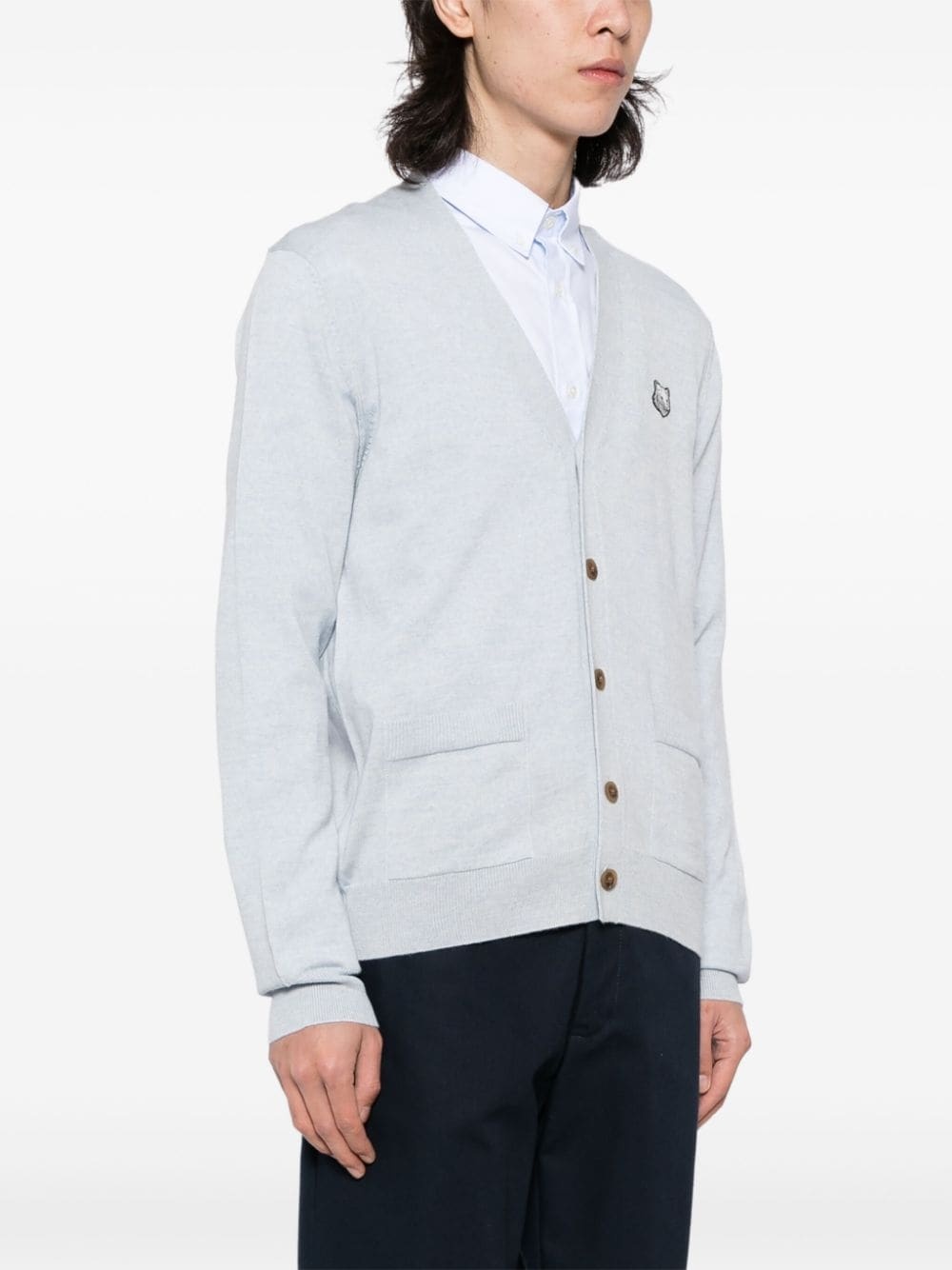 Fox Head-appliqué wool cardigan - 3
