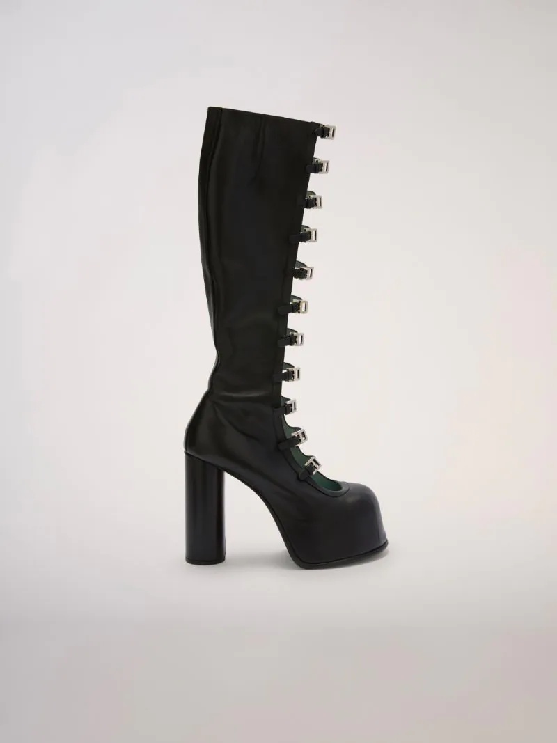 "A" BUCKLE KNEE BOOTS - 1