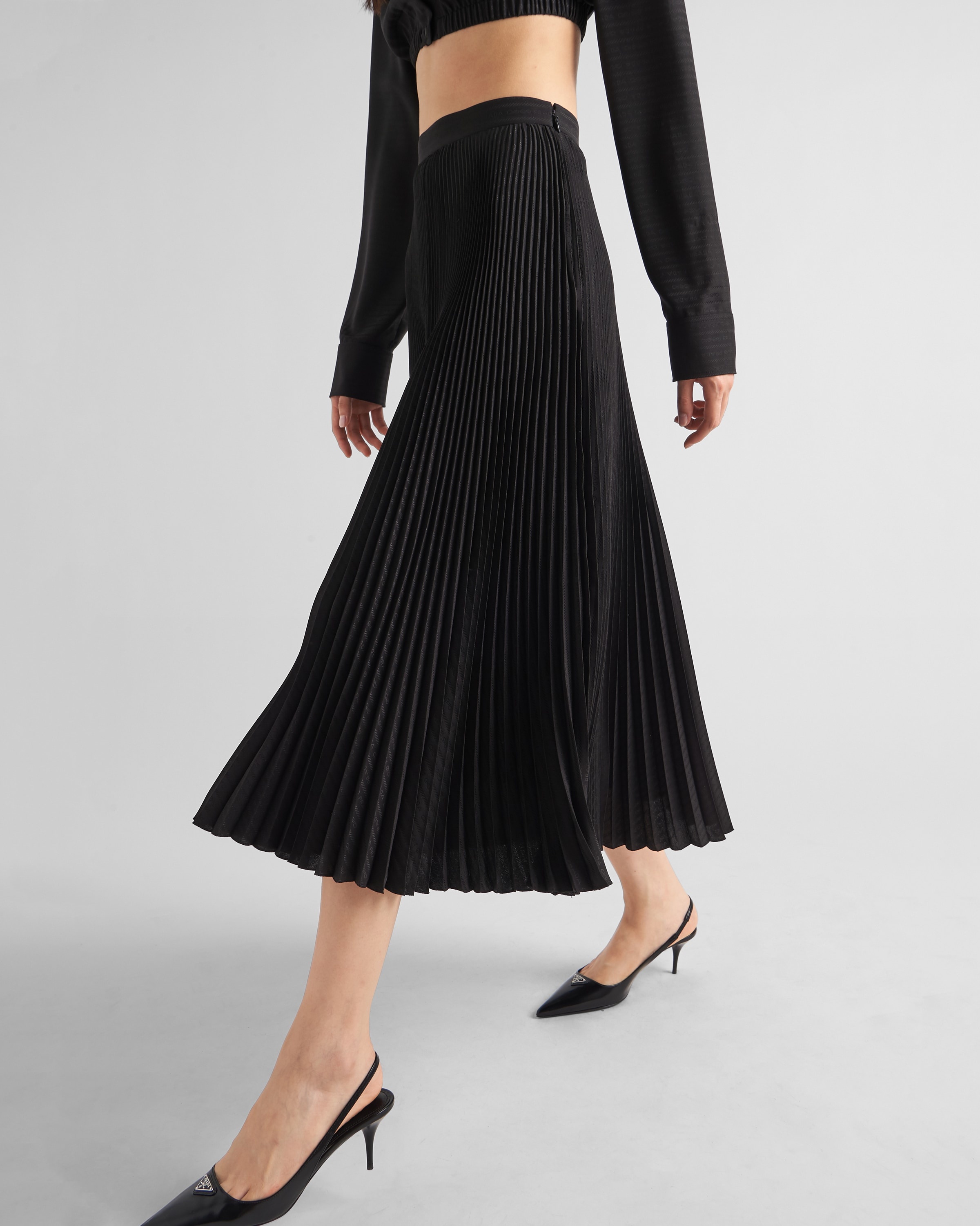 Jacquard crepe de chine midi skirt - 4