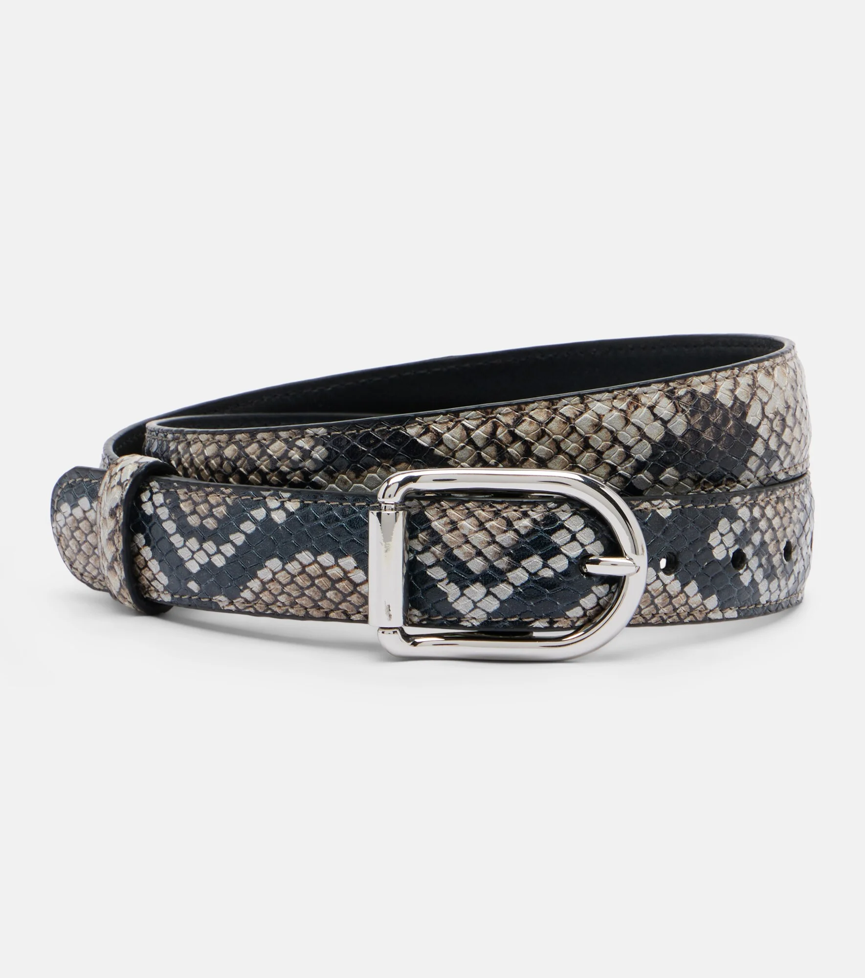 Snake-effect leather belt - 1