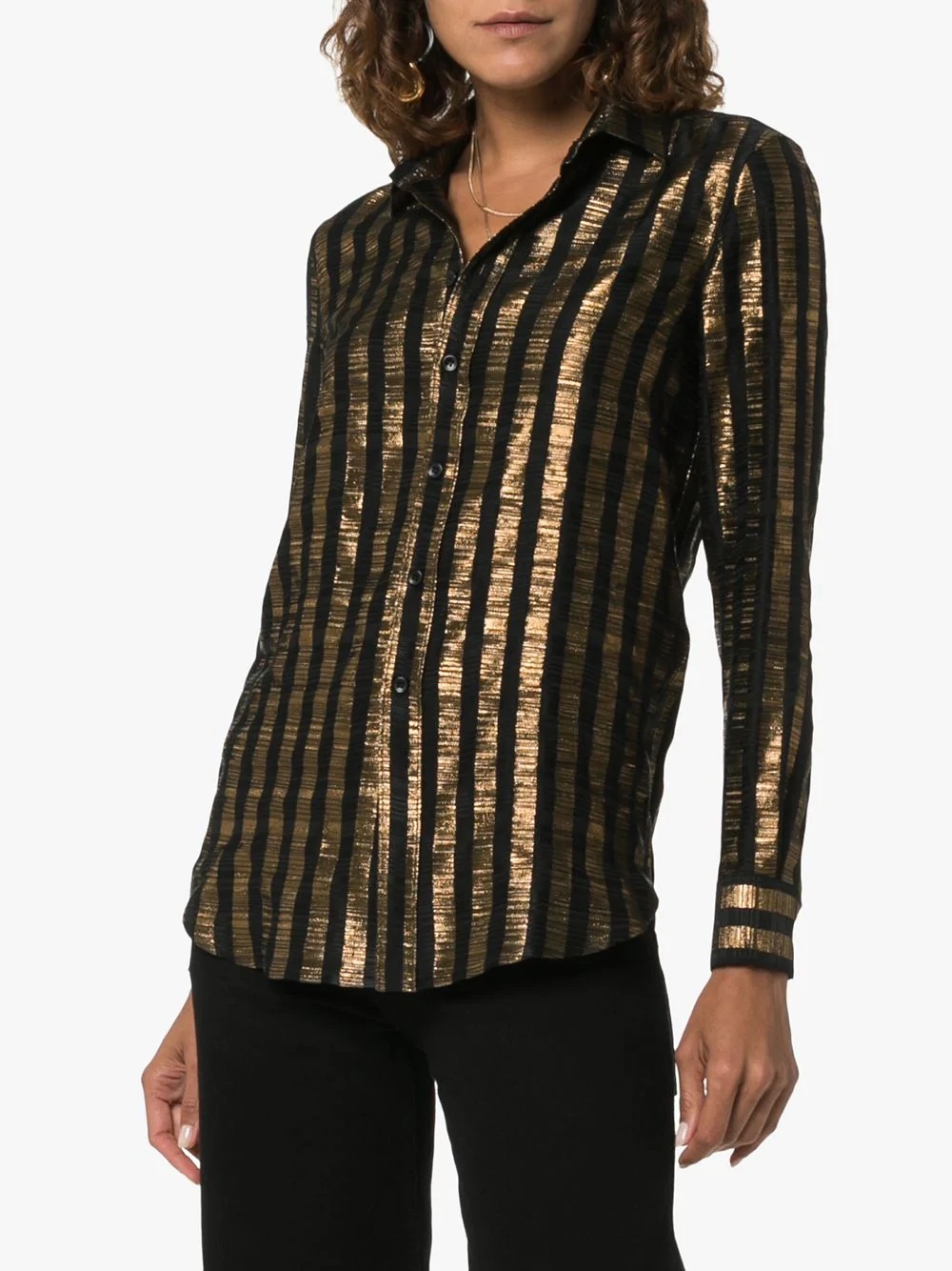 vertical-stripe long-sleeved shirt - 3