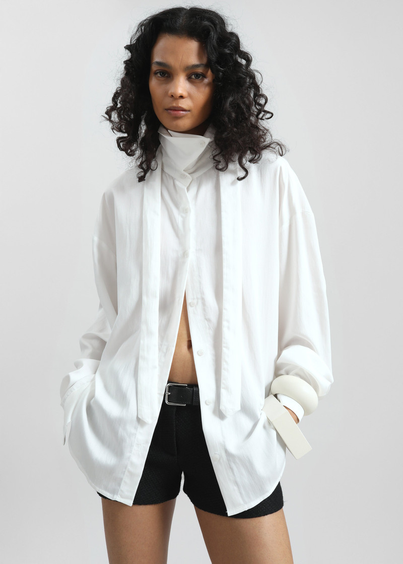 Silvan Neck Tie Shirt - White 3