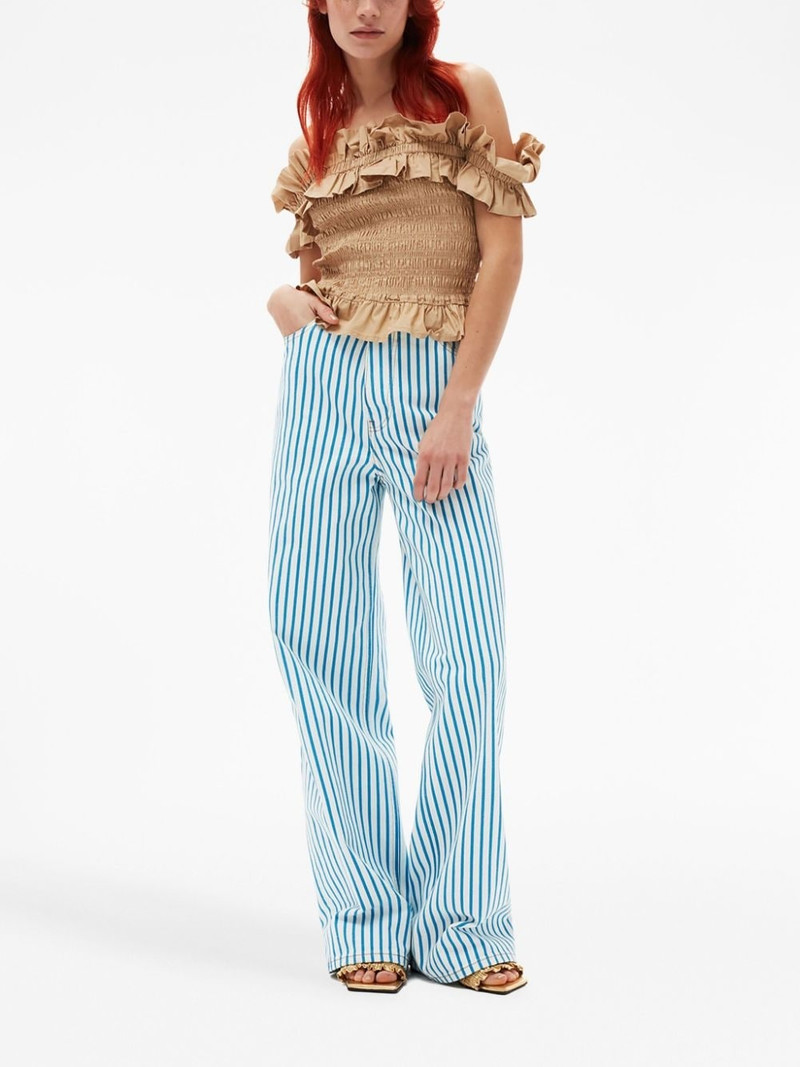 GANNI Magny striped wide-leg jeans outlook