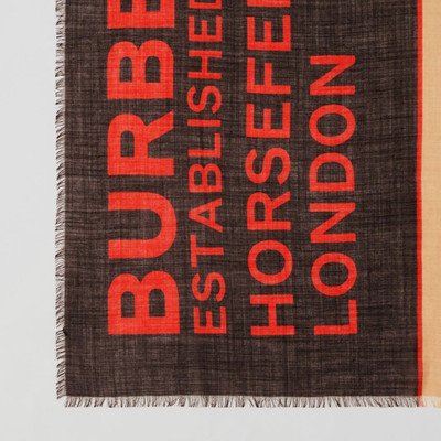 Burberry Horseferry Print and Icon Stripe Silk Wool Scarf outlook