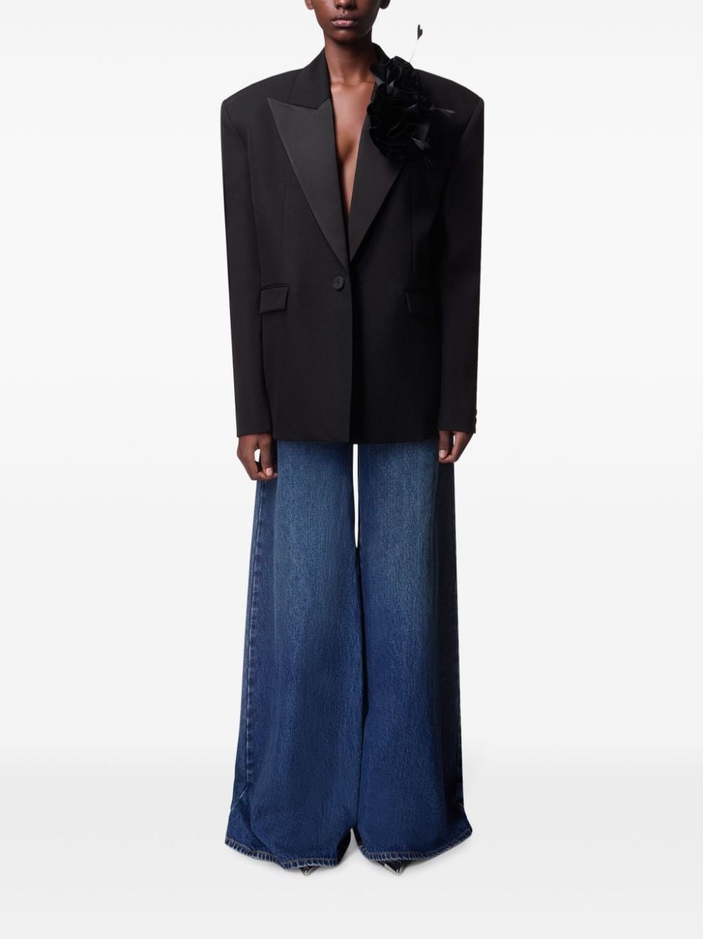 Crystal Heart Charm wide-leg jeans - 2
