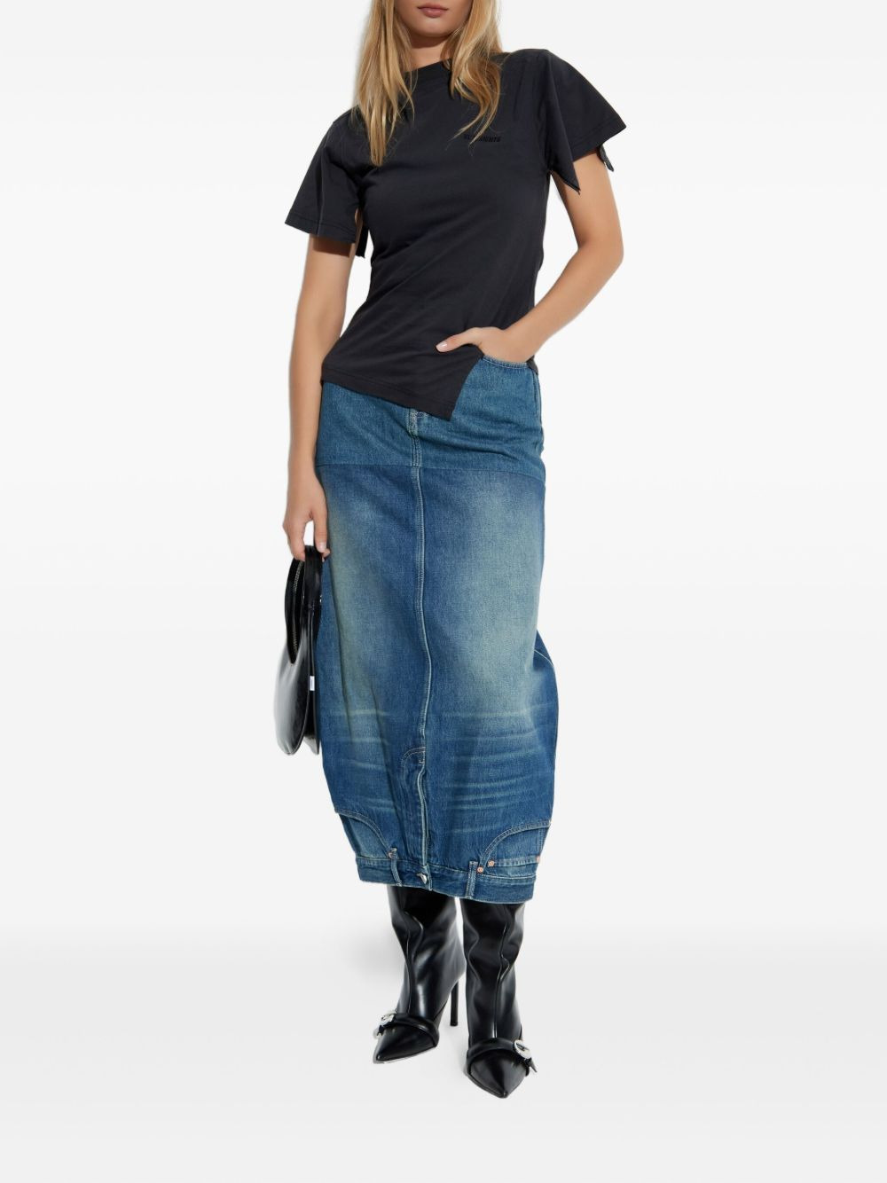 upside-down denim midi skirt - 2