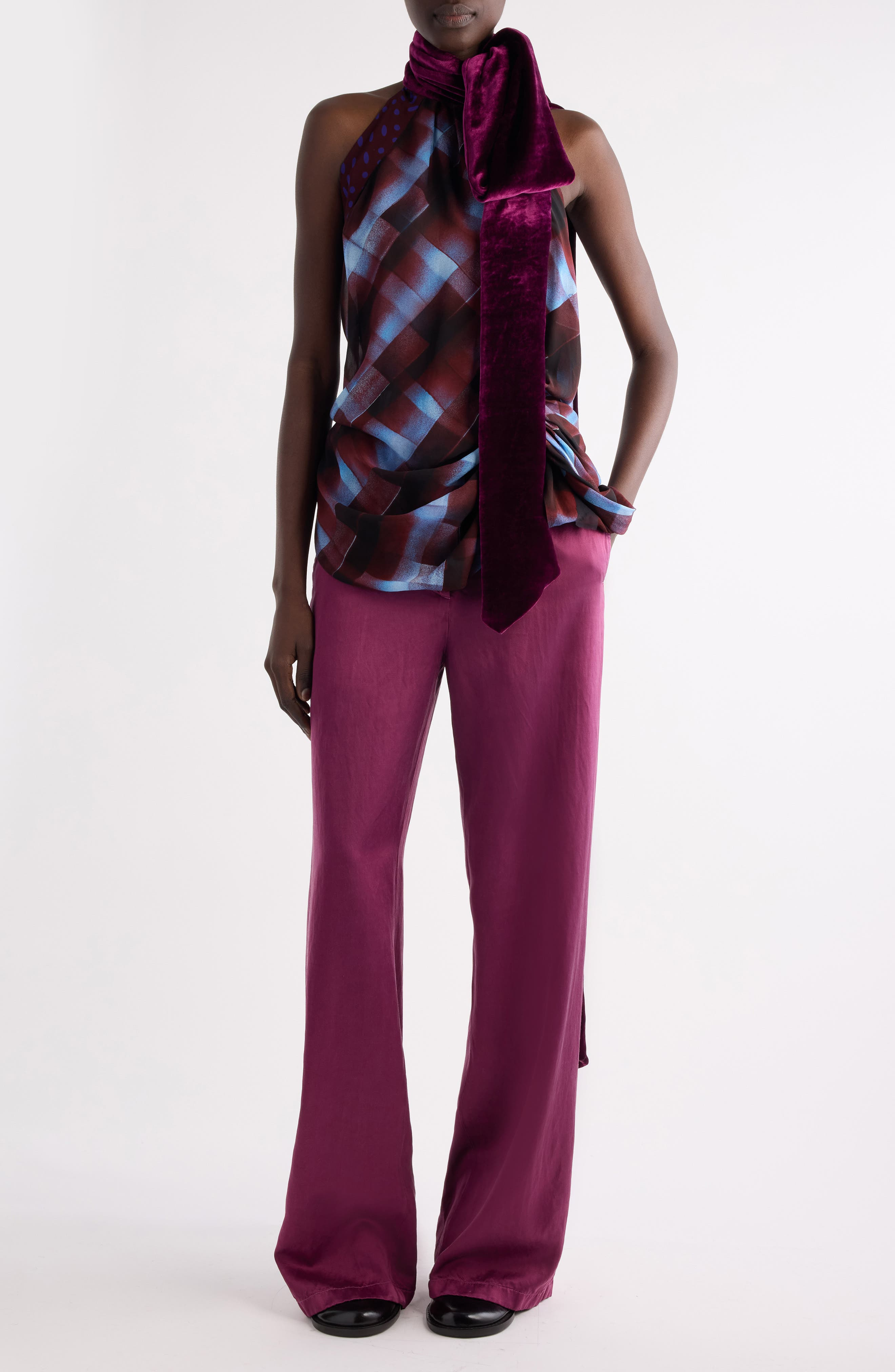 Dries Van Noten Paxy Matelassé Wide Leg Pants in Raspberry at Nordstrom - 2
