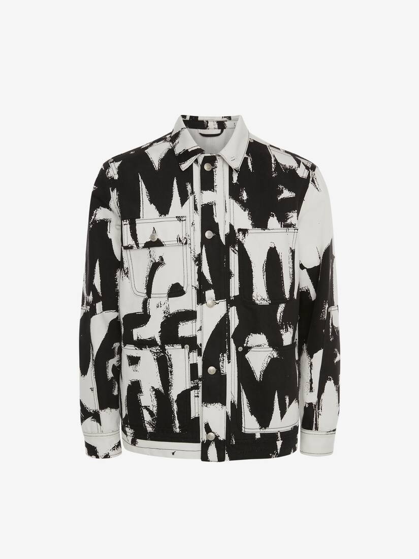 Mcqueen Graffiti Workwear Jacket in White/black - 1