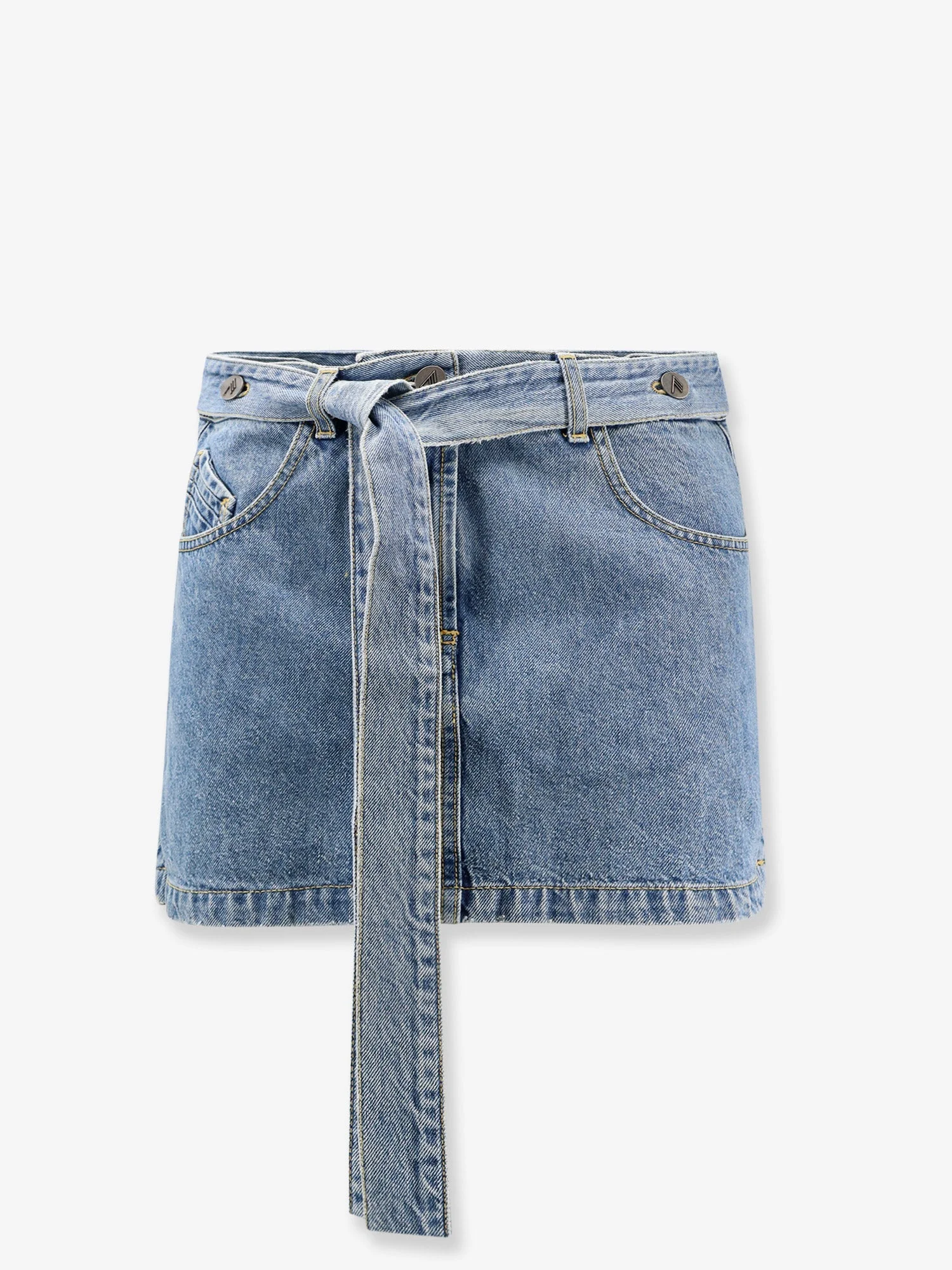 The Attico Denim Skirt With Belt - 1