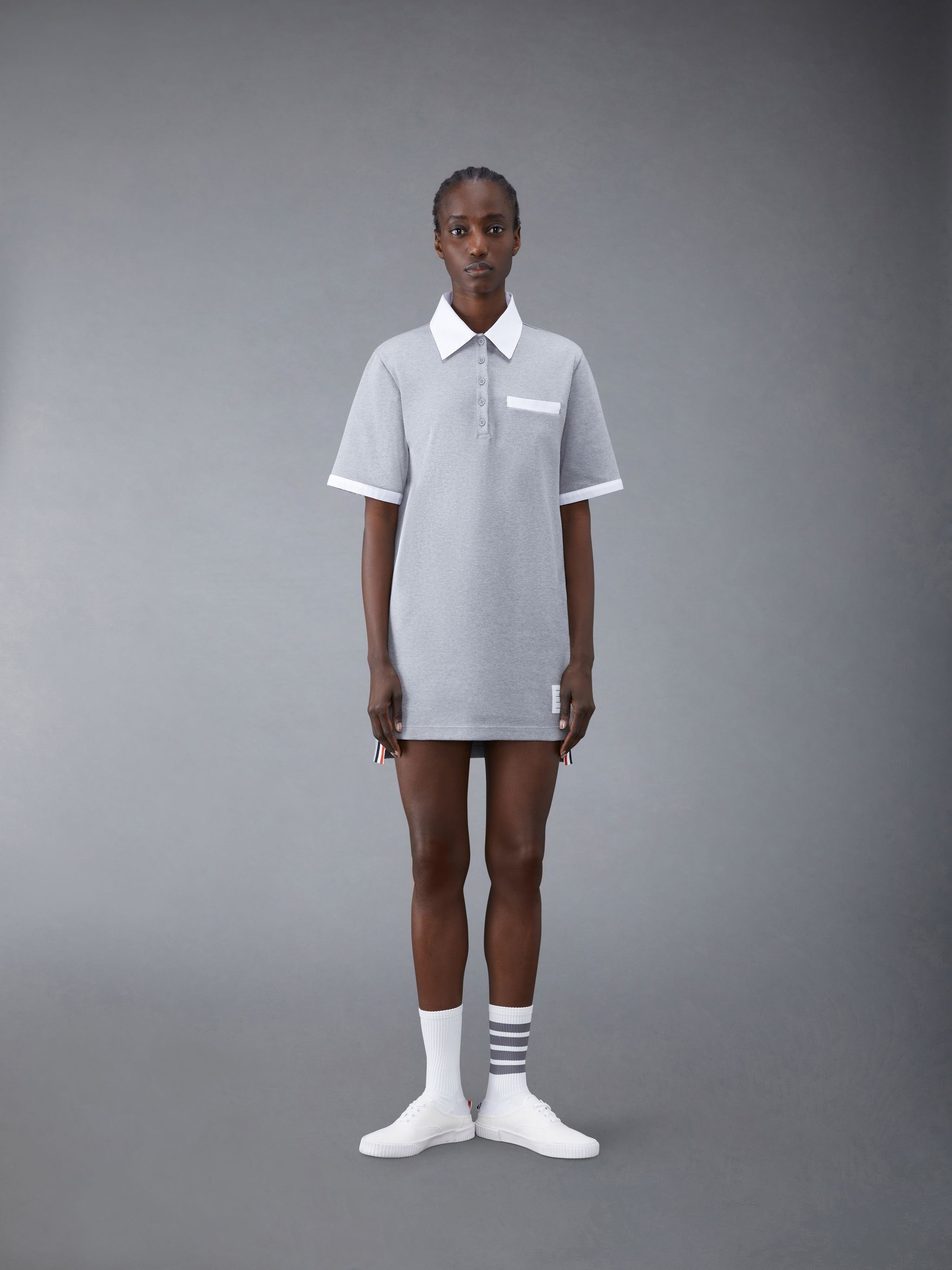 Thom Browne Striped Pique Polo Dress - Blue