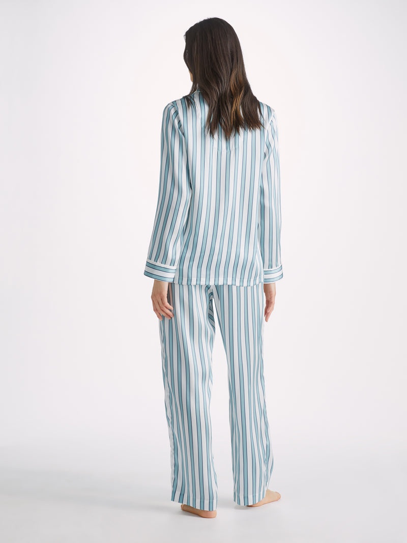 Women's Pyjamas Brindisi 90 Silk Satin Blue - 5
