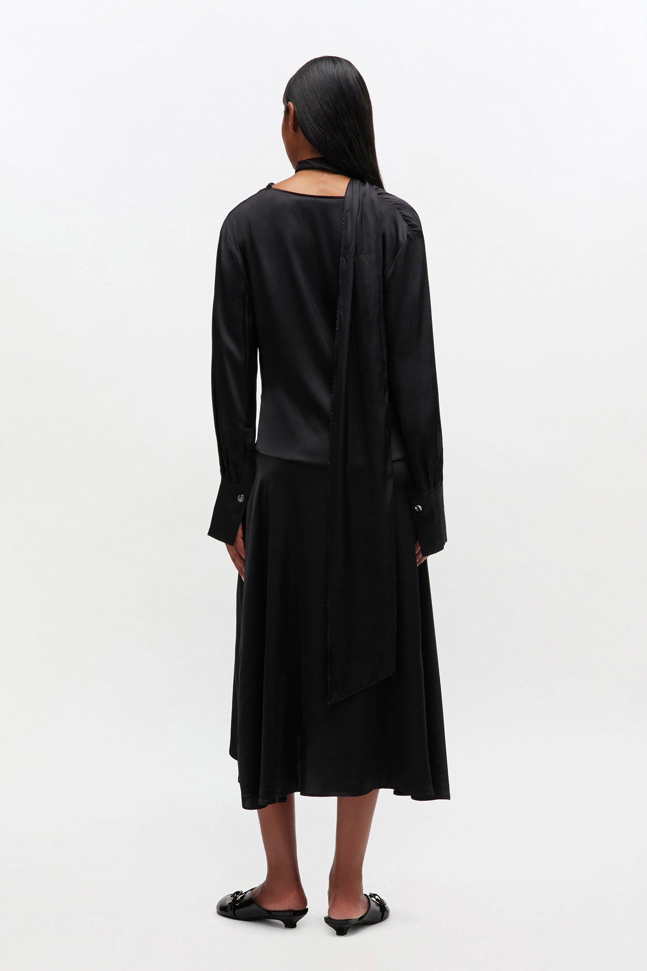 BLACK SCARF DRESS - 3