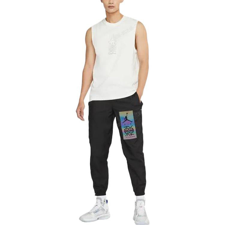 Men's Air Jordan Logo Printing Gradient Drawstring Lacing Bundle Feet Sports Pants/Trousers/Joggers  - 4