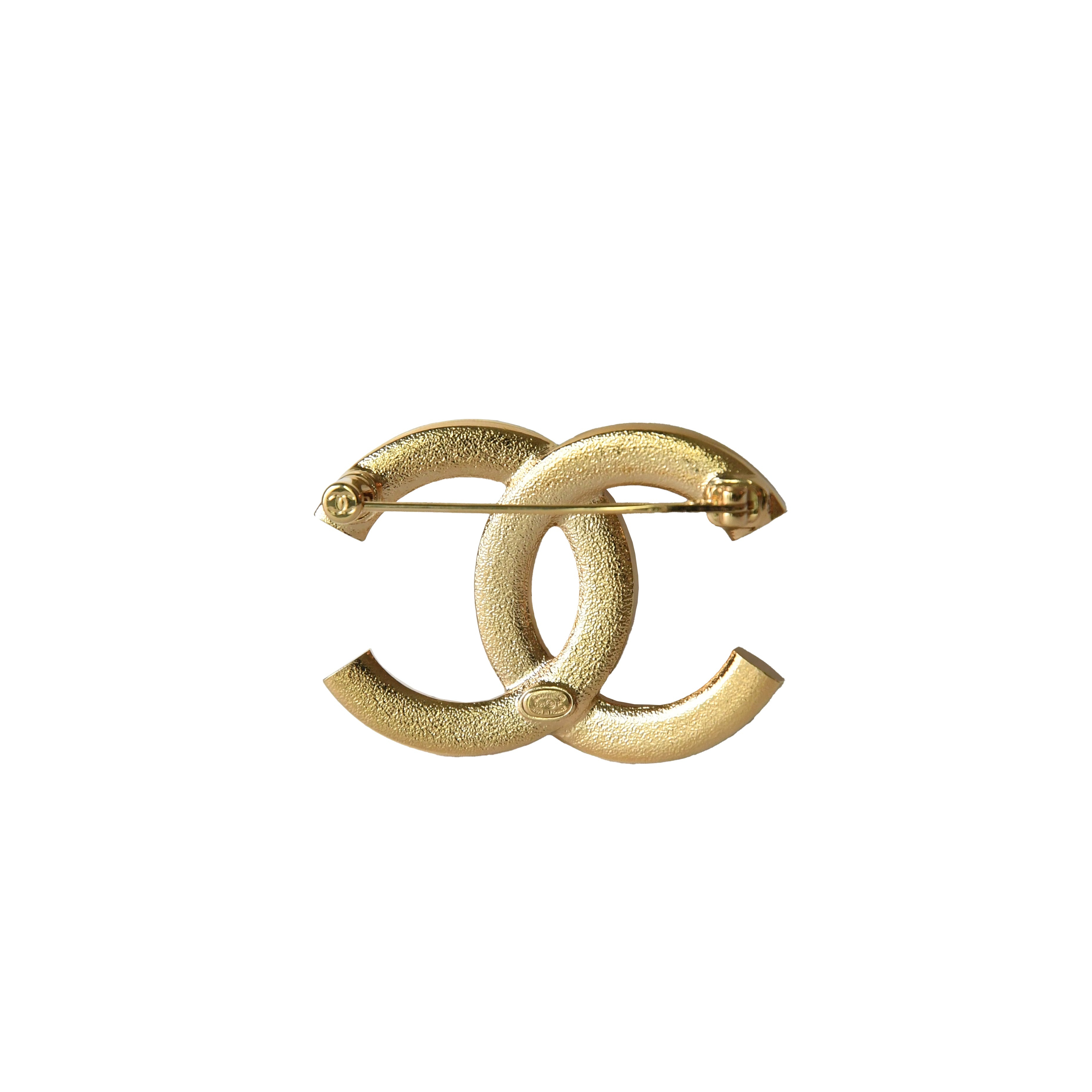 Chanel CC Metal Crystal Strass Brooch Gold - 2