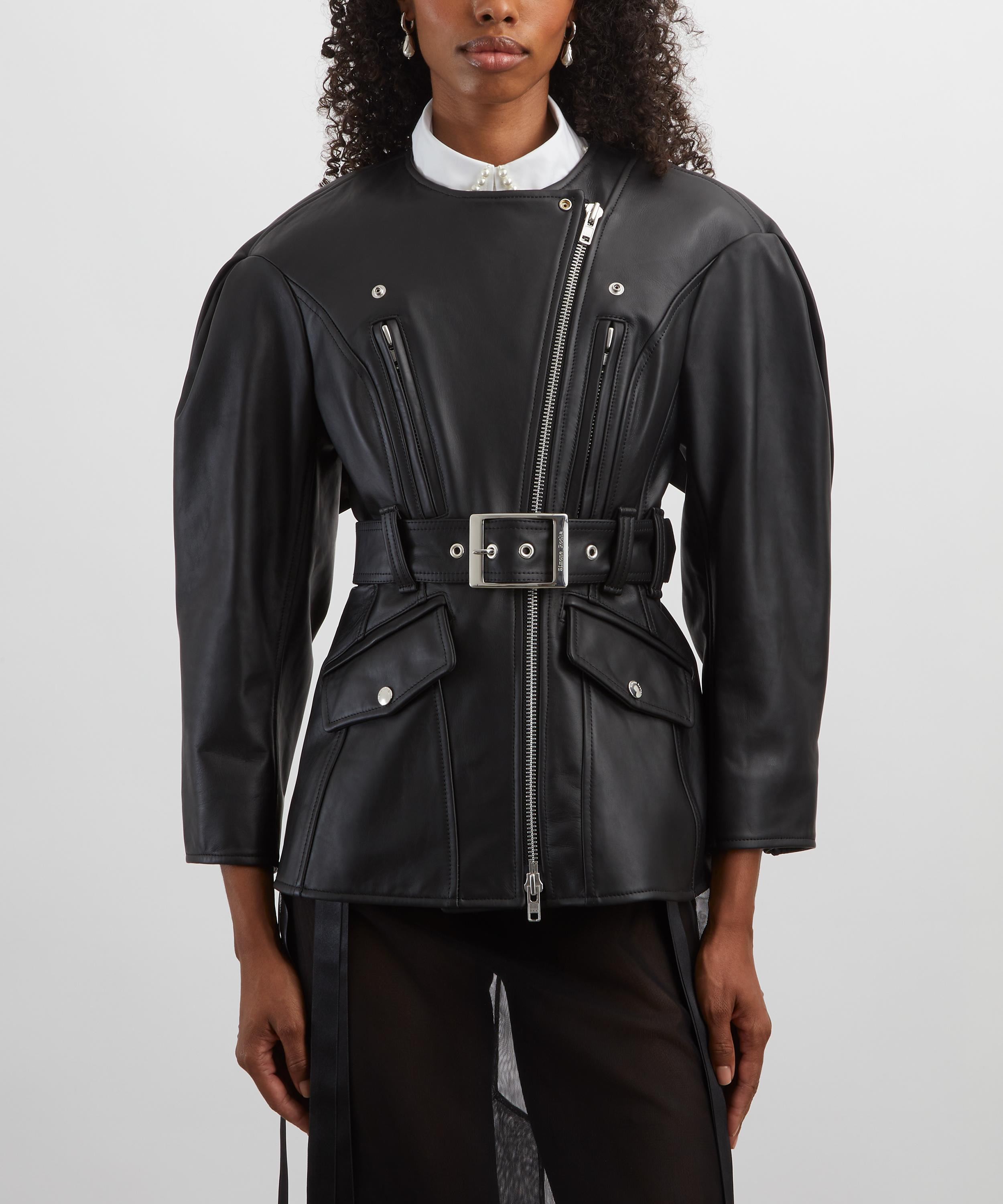 Sculpted Bow Embellished Biker Jacket - 3