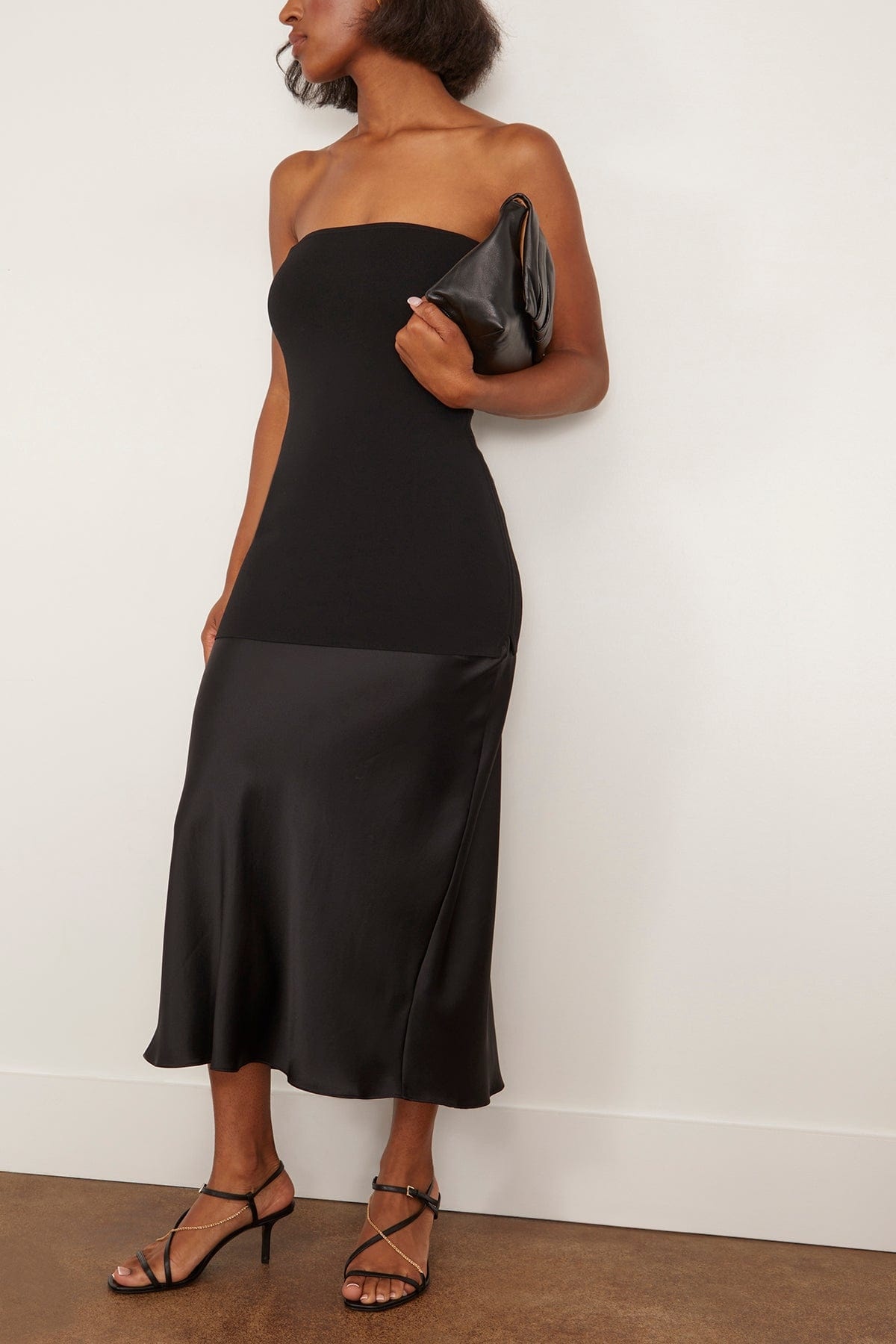 Compact Knit Tube Top in Black - 2