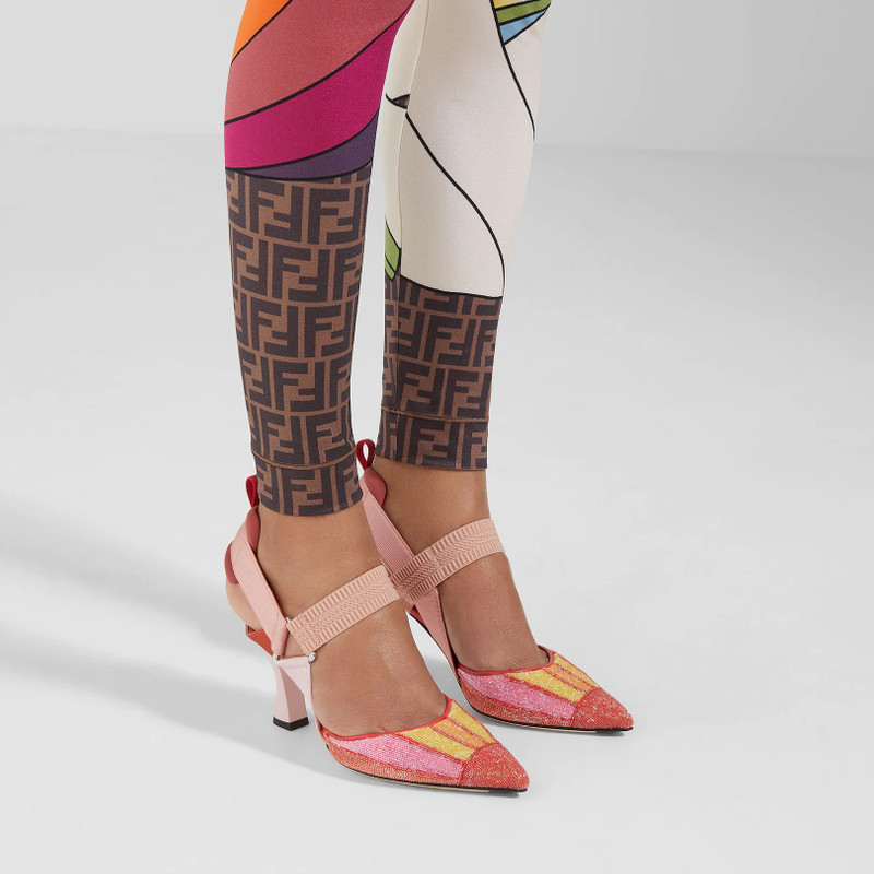FENDI Pink tulle and high-heeled slingbacks outlook
