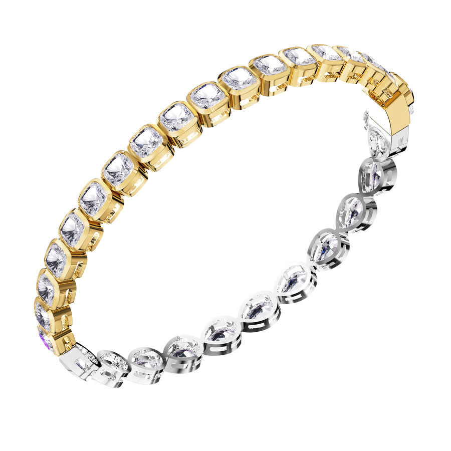 Diamond2Deal - Diamond2Deal 925 Sterling Silver Two-tone 12.6 ct Multi Cut Lab Grown Diamond Tennis Bracelet 7" VVS - 1