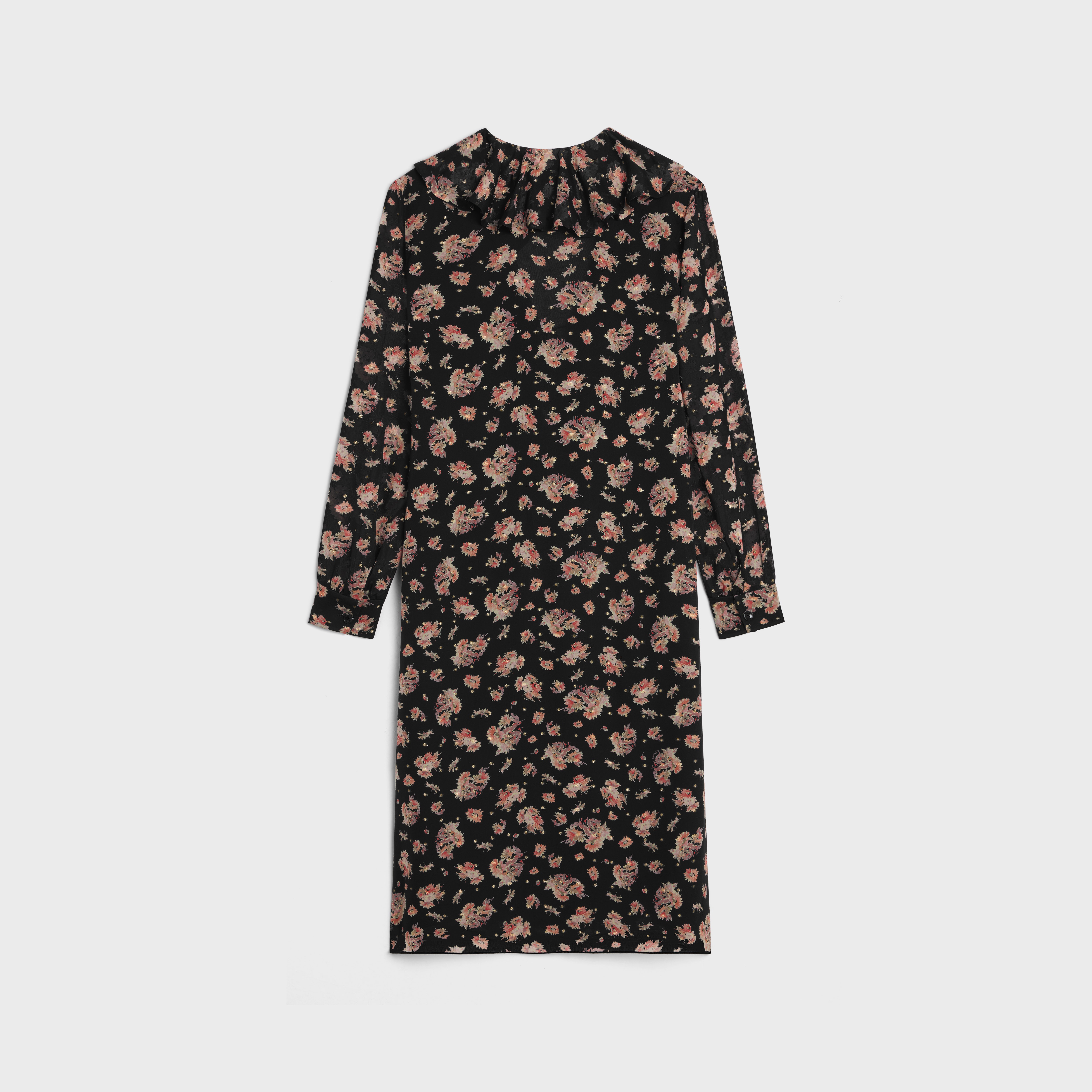 jabot dress in silk georgette - 2