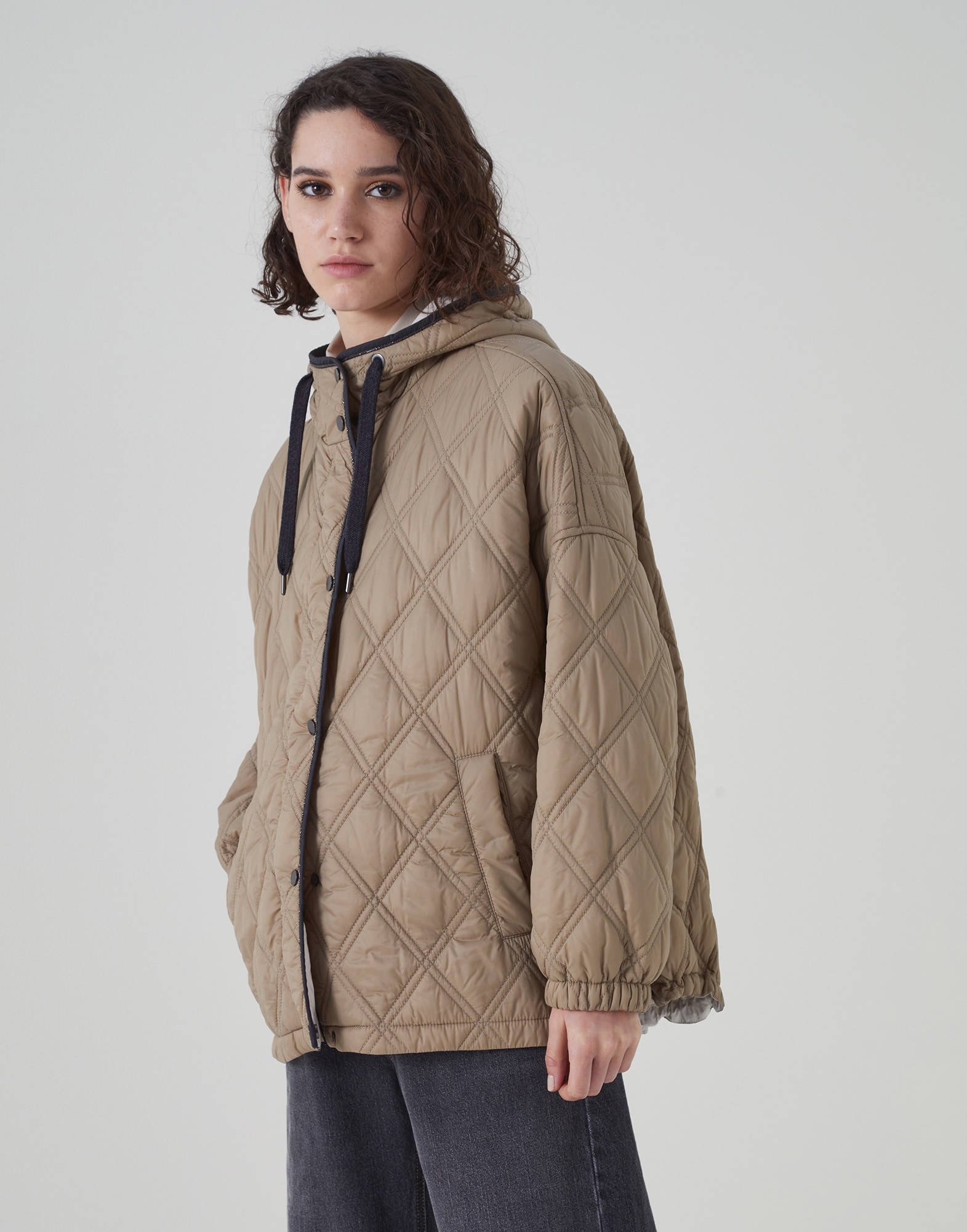 Nylon parka with Themore® padding and shiny trim - 1