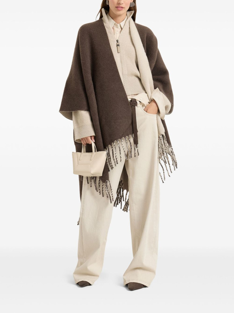 Brunello Cucinelli fringe-detail poncho outlook