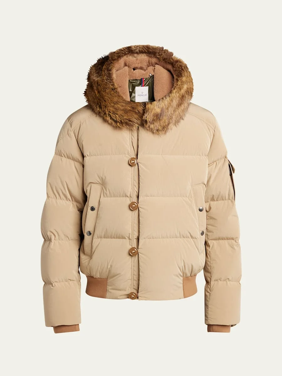 Men's Luynes Shearling-Hood Quilted Down Jacket - 1