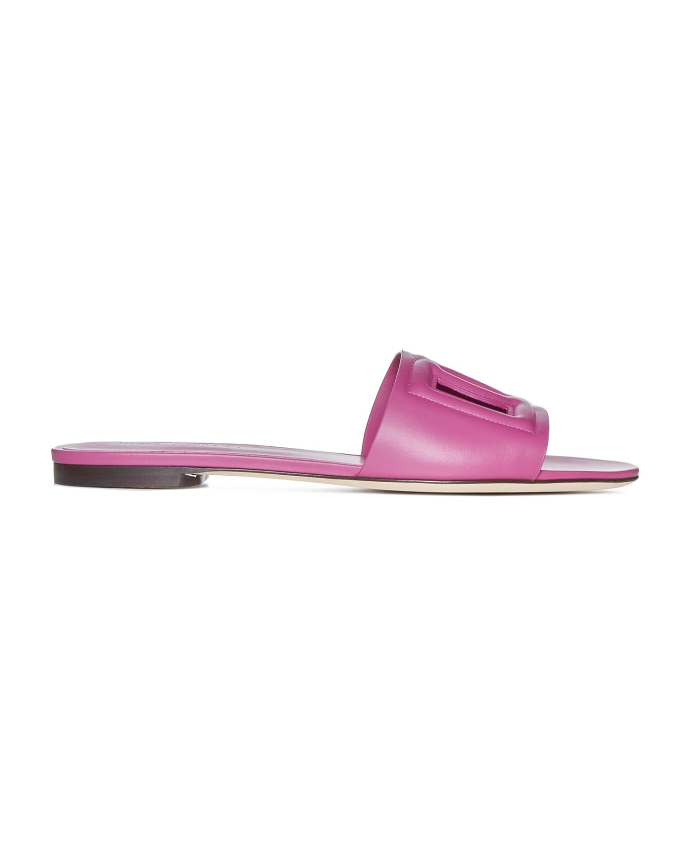 Leather Slides With Cut-out Logo - 1