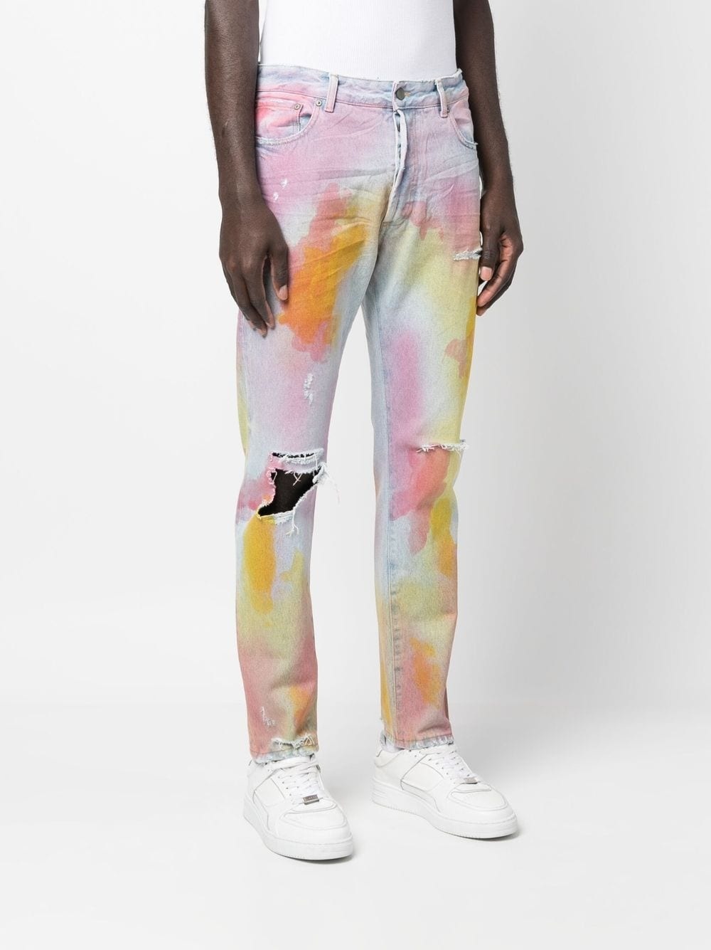tie dye-print slim-fit jeans - 3