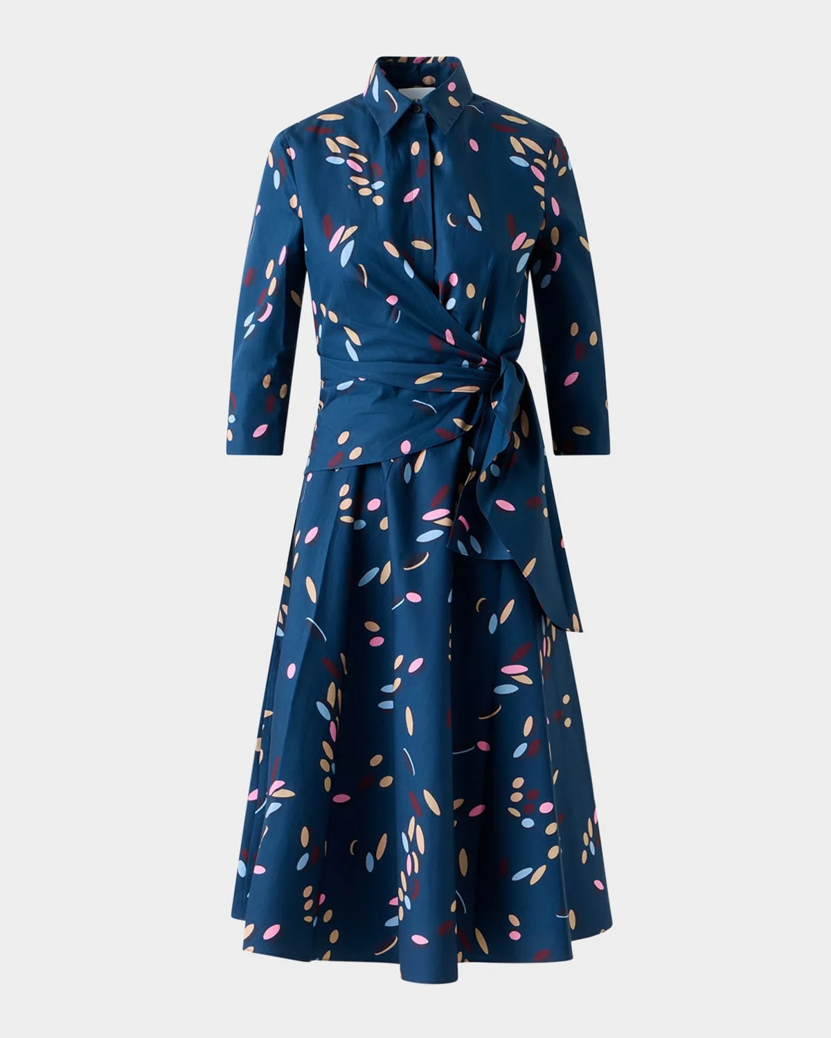 Dropping Dots Cotton Poplin Midi Wrap Shirtdress - 1